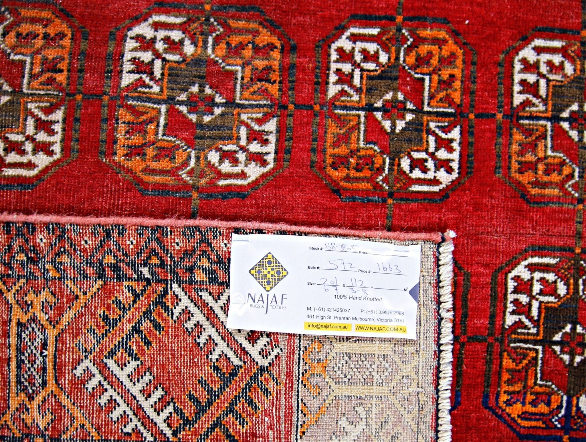 Handmade Vintage Afghan Turkmen Rug | 201 x 112 cm | 6'7" x 3'8" - Najaf Rugs & Textile
