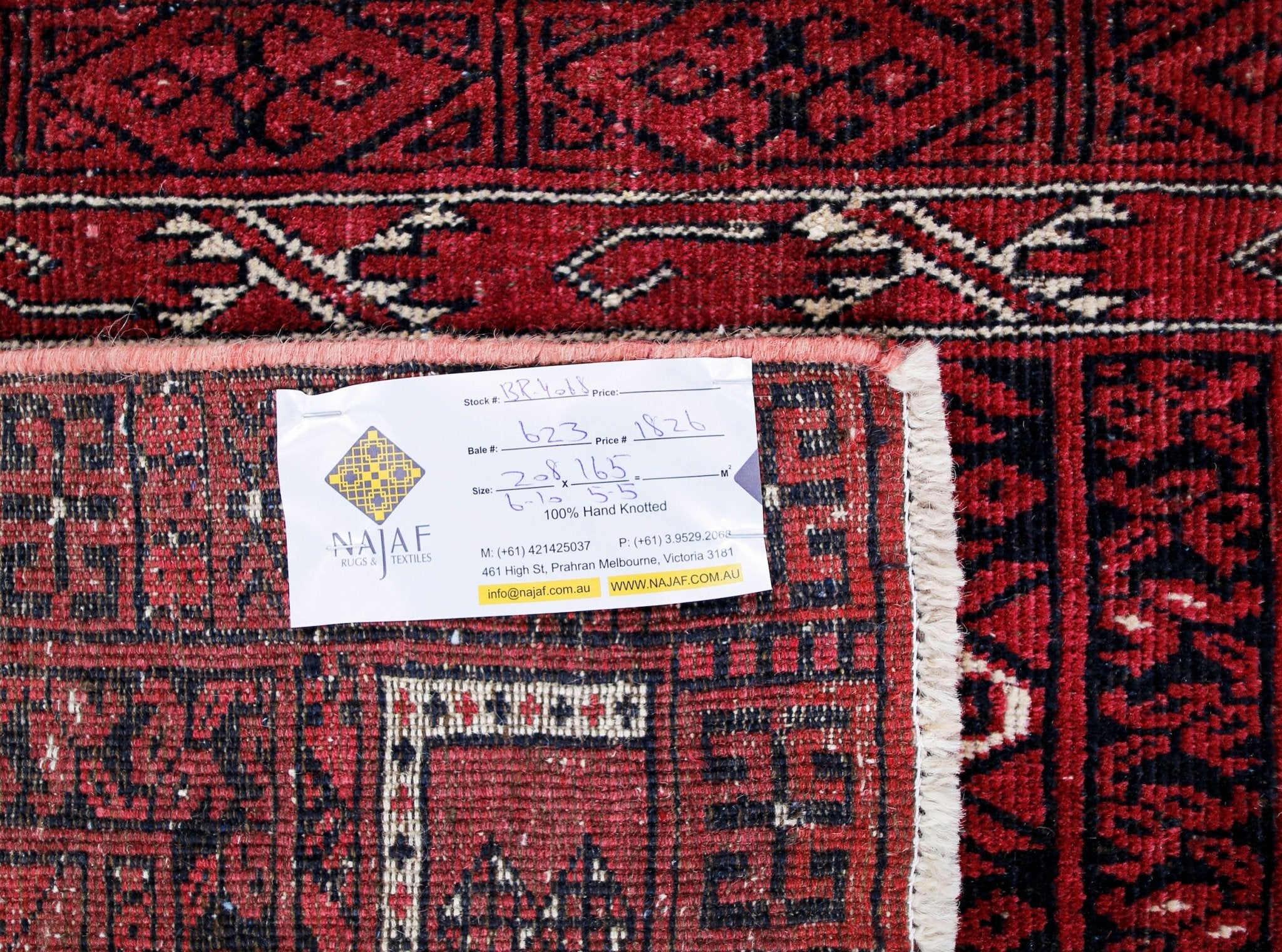 Handmade Vintage Afghan Turkmen Rug | 208 x 165 cm | 6'10" x 5'5" - Najaf Rugs & Textile