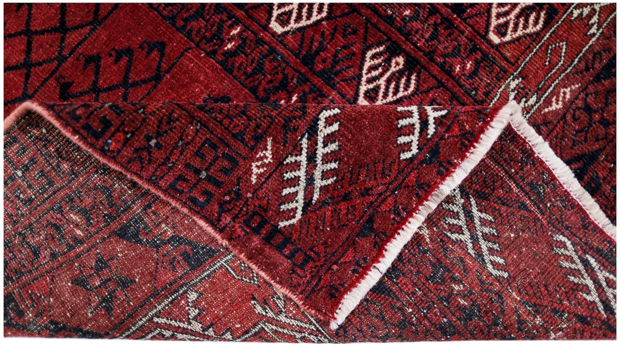 Handmade Vintage Afghan Turkmen Rug | 208 x 165 cm | 6'10" x 5'5" - Najaf Rugs & Textile