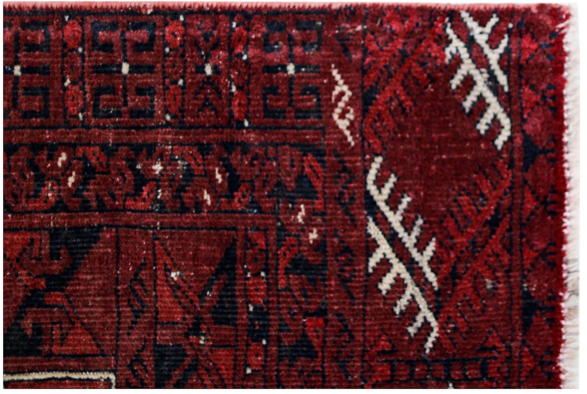 Handmade Vintage Afghan Turkmen Rug | 208 x 165 cm | 6'10" x 5'5" - Najaf Rugs & Textile