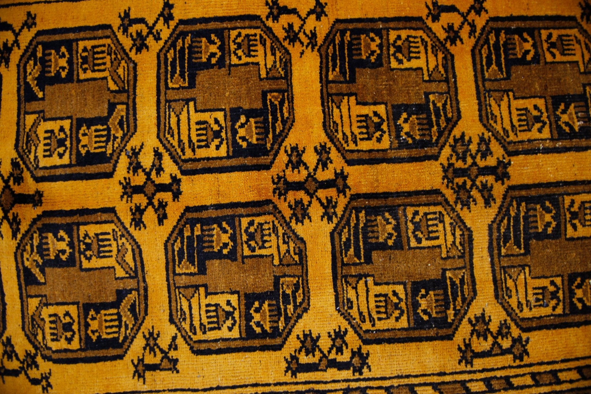 Handmade Vintage Afghan Turkmen Rug | 221 x 144 cm | 7'3" x 4'9" - Najaf Rugs & Textile