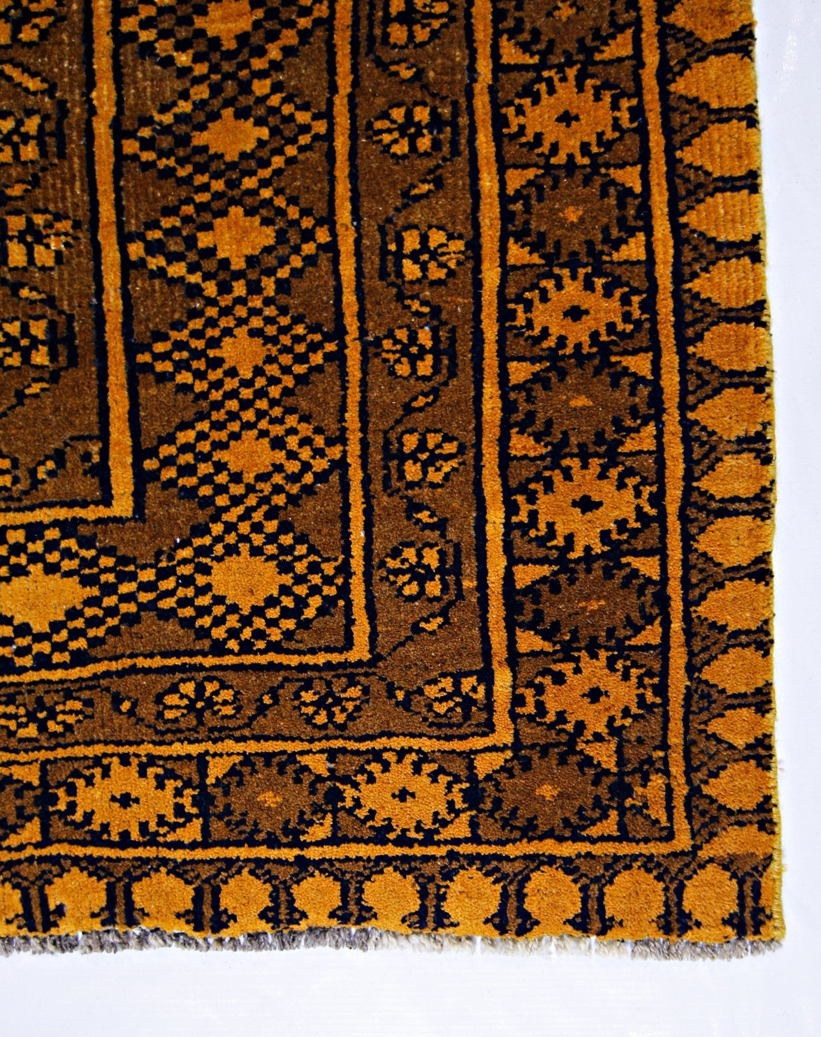 Handmade Vintage Afghan Turkmen Rug | 221 x 144 cm | 7'3" x 4'9" - Najaf Rugs & Textile