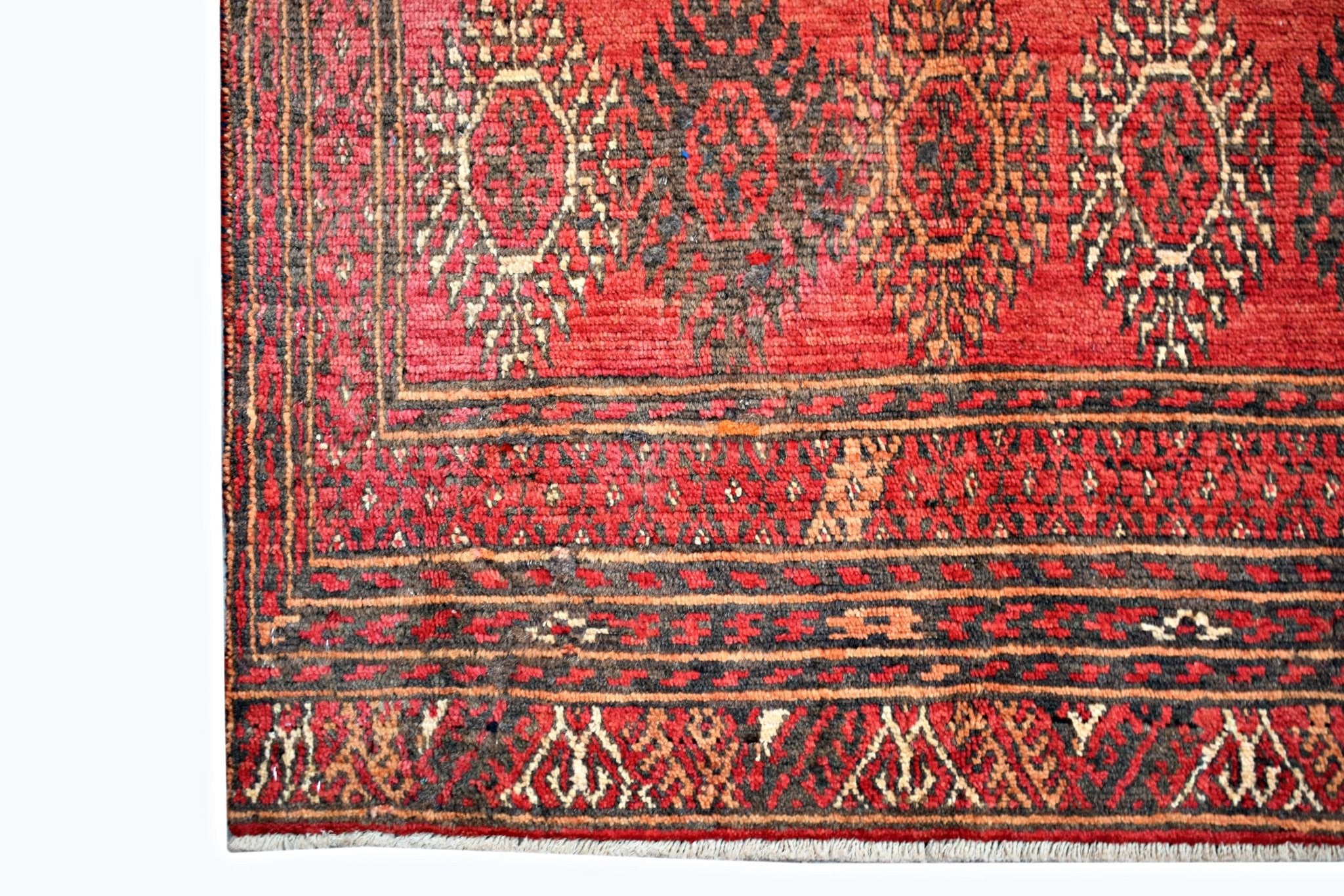 Handmade Vintage Afghan Turkmen Rug | 231 x 207 cm | 7'7" x 6'10" - Najaf Rugs & Textile