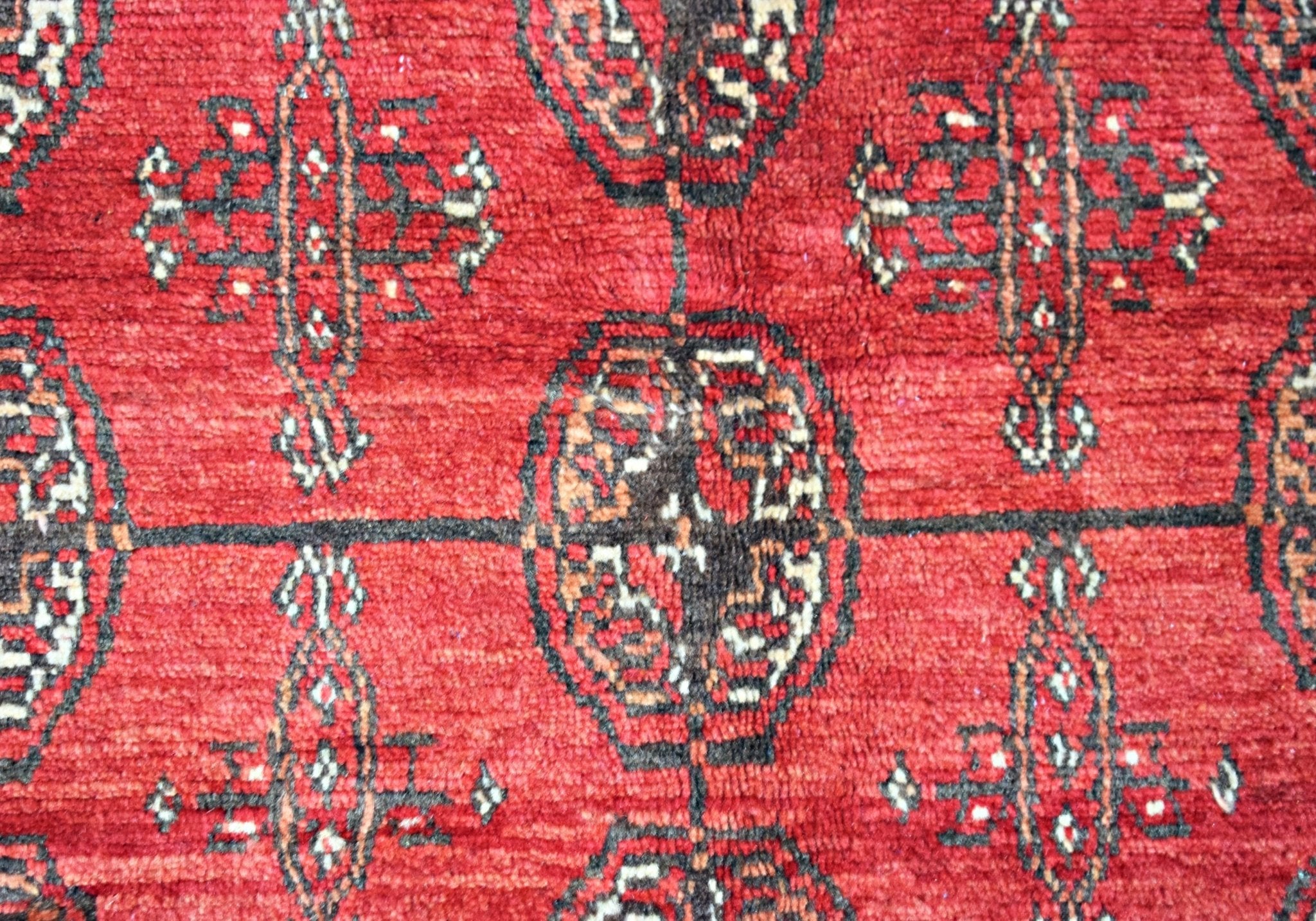 Handmade Vintage Afghan Turkmen Rug | 231 x 207 cm | 7'7" x 6'10" - Najaf Rugs & Textile
