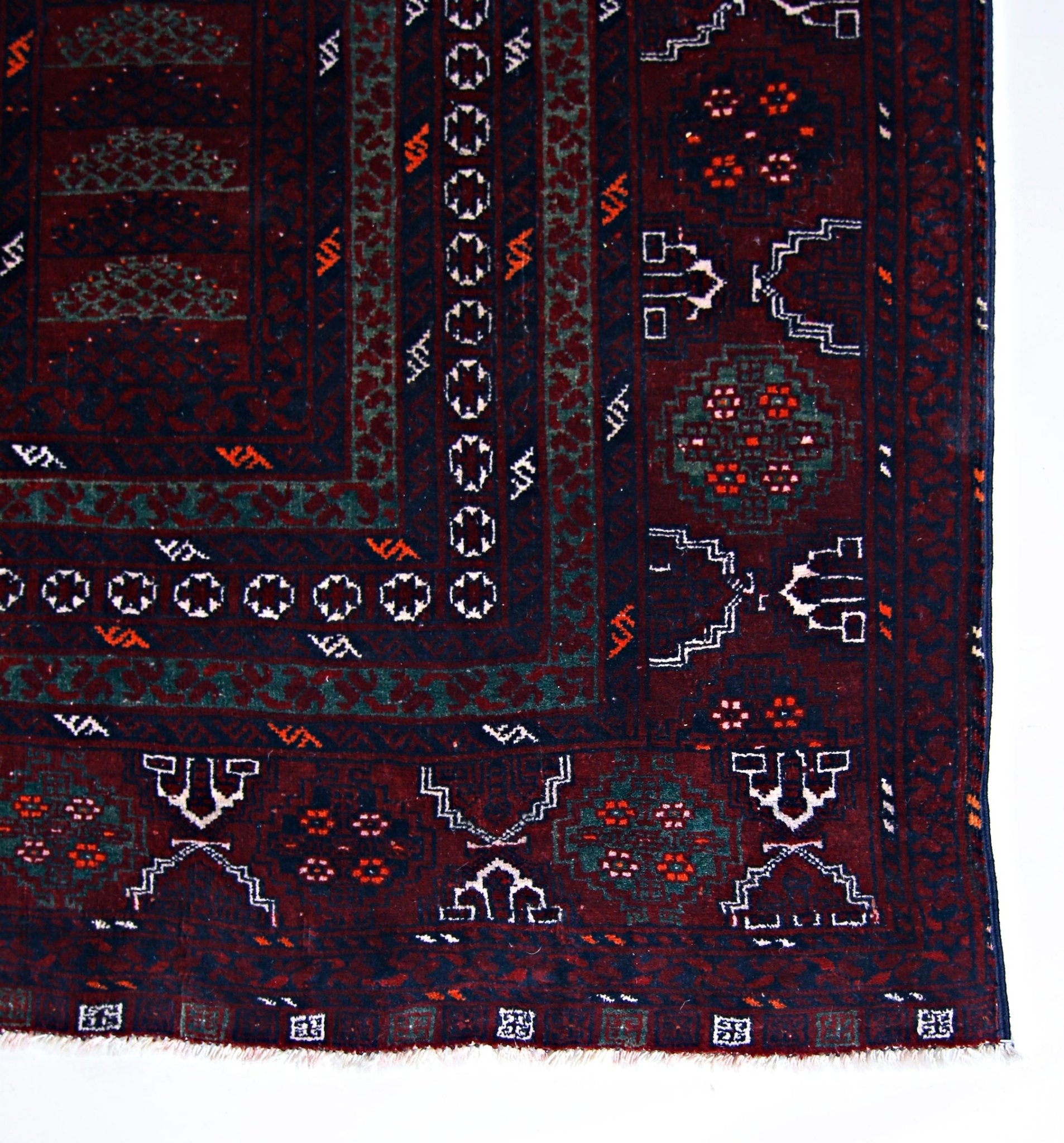 Handmade Vintage Afghan Turkmen Rug | 243 x 173 cm | 7'11" x 5'8" - Najaf Rugs & Textile