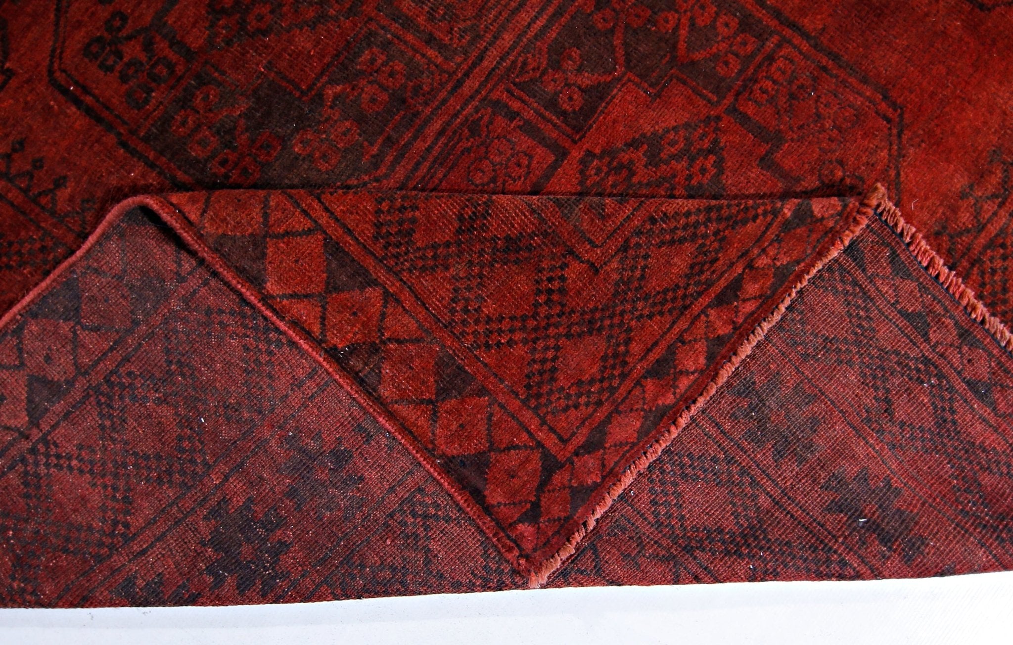 Handmade Vintage Afghan Turkmen Rug | 258 x 229 cm | 8'5" x 7'6" - Najaf Rugs & Textile