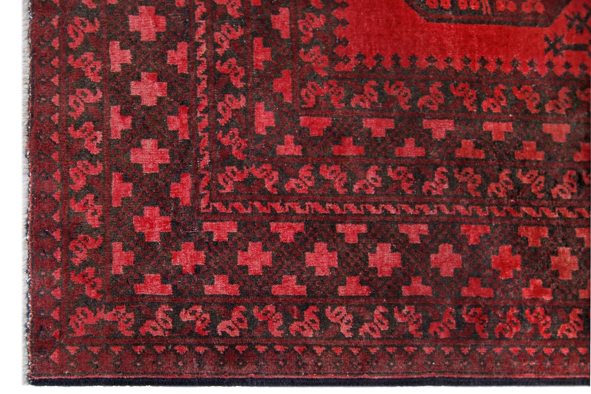Handmade Vintage Afghan Turkmen Rug | 262 x 203 cm | 8'7" x 6'8" - Najaf Rugs & Textile