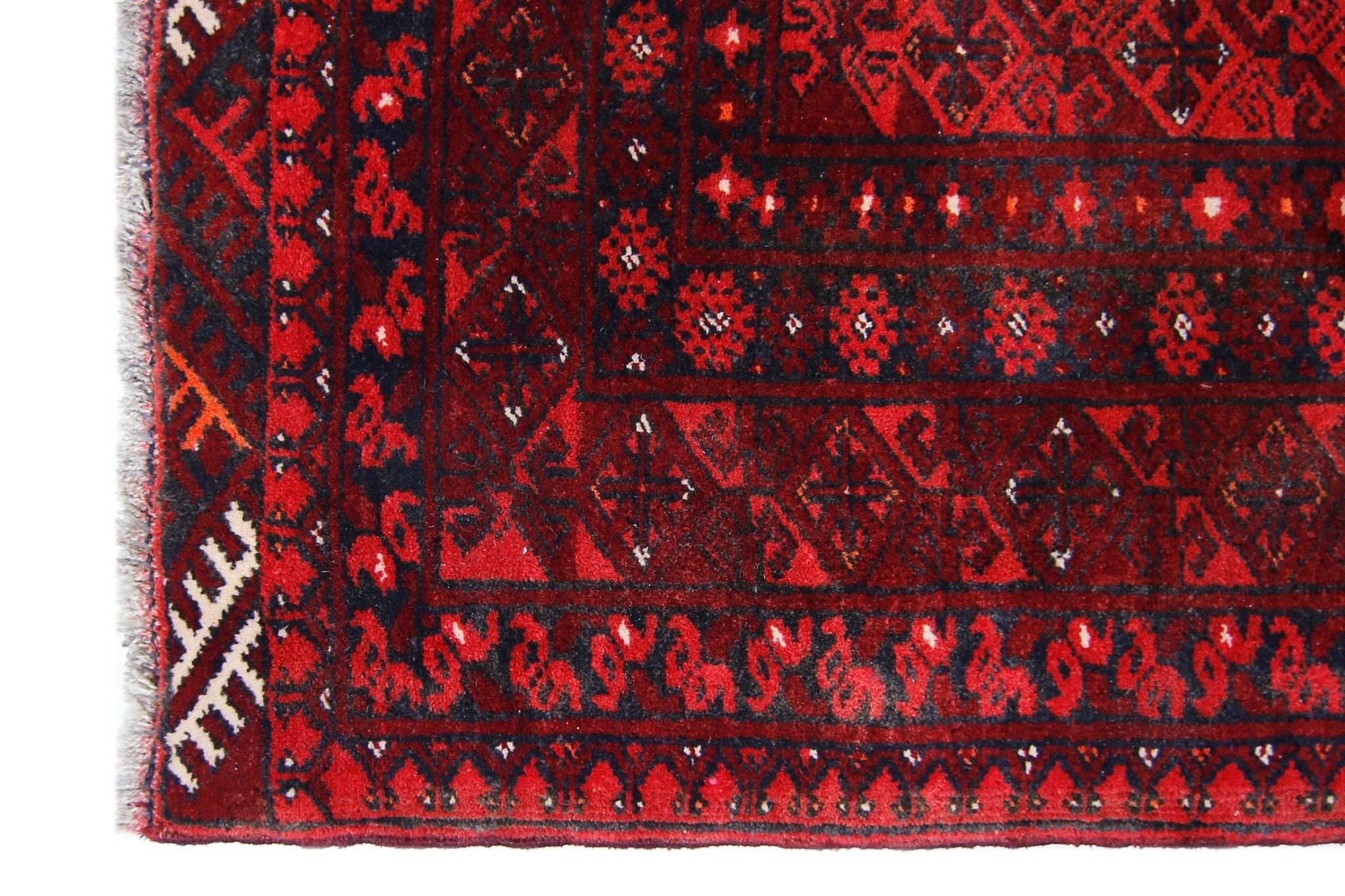 Handmade Vintage Afghan Turkmen Rug | 272 x 200 cm | 8'11" x 6'7" - Najaf Rugs & Textile