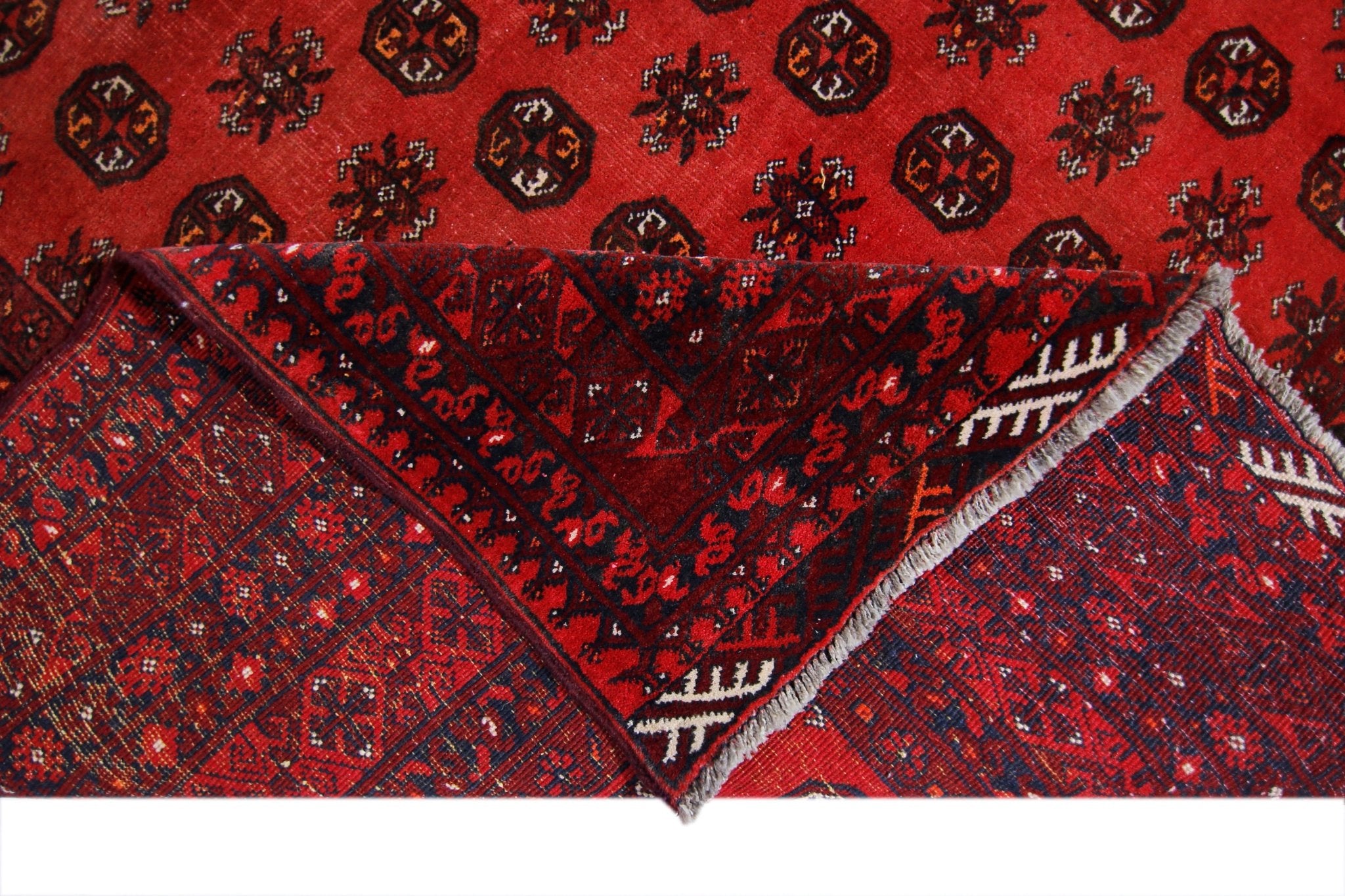 Handmade Vintage Afghan Turkmen Rug | 272 x 200 cm | 8'11" x 6'7" - Najaf Rugs & Textile