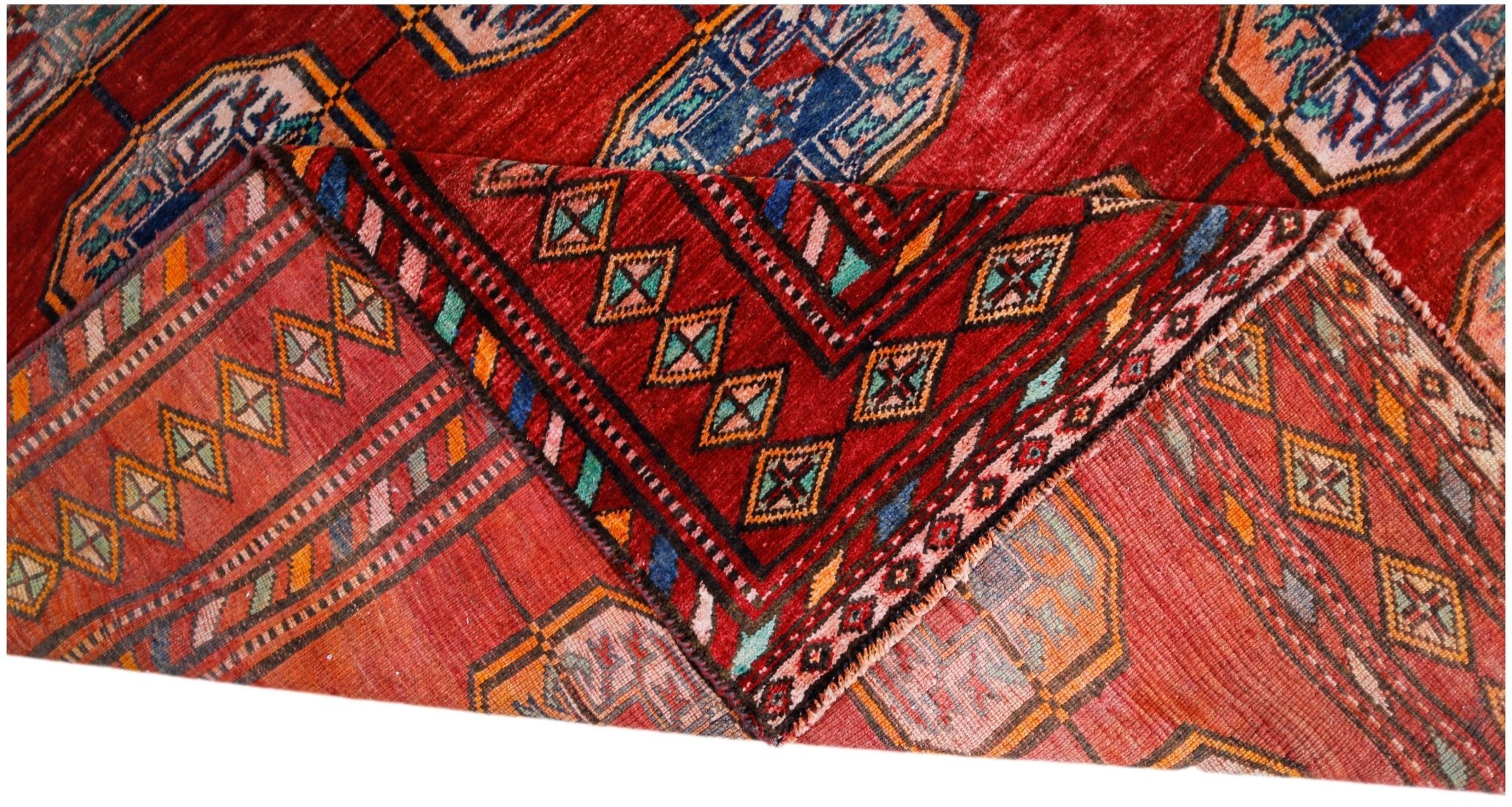 Handmade Vintage Afghan Turkmen Rug | 279 x 230 cm | 9'2" x 7'6" - Najaf Rugs & Textile