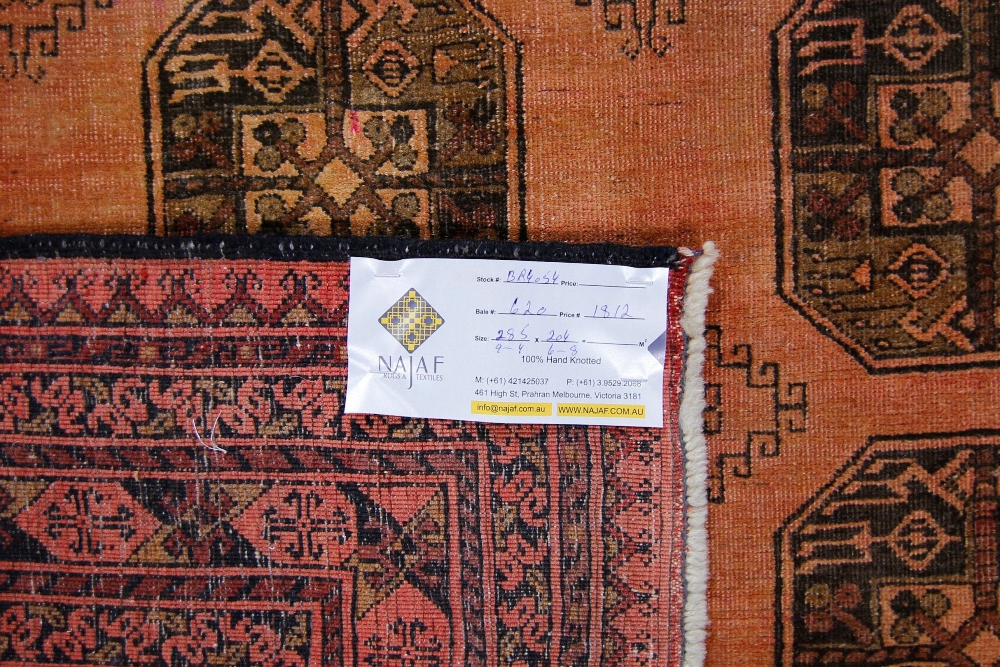 Handmade Vintage Afghan Turkmen Rug | 285 x 204 cm | 9'4" x 6'8" - Najaf Rugs & Textile