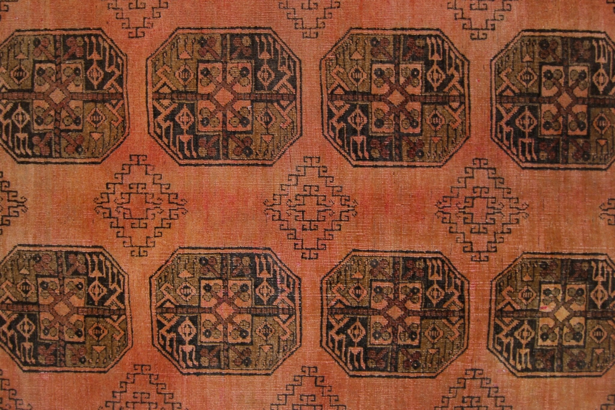 Handmade Vintage Afghan Turkmen Rug | 285 x 204 cm | 9'4" x 6'8" - Najaf Rugs & Textile