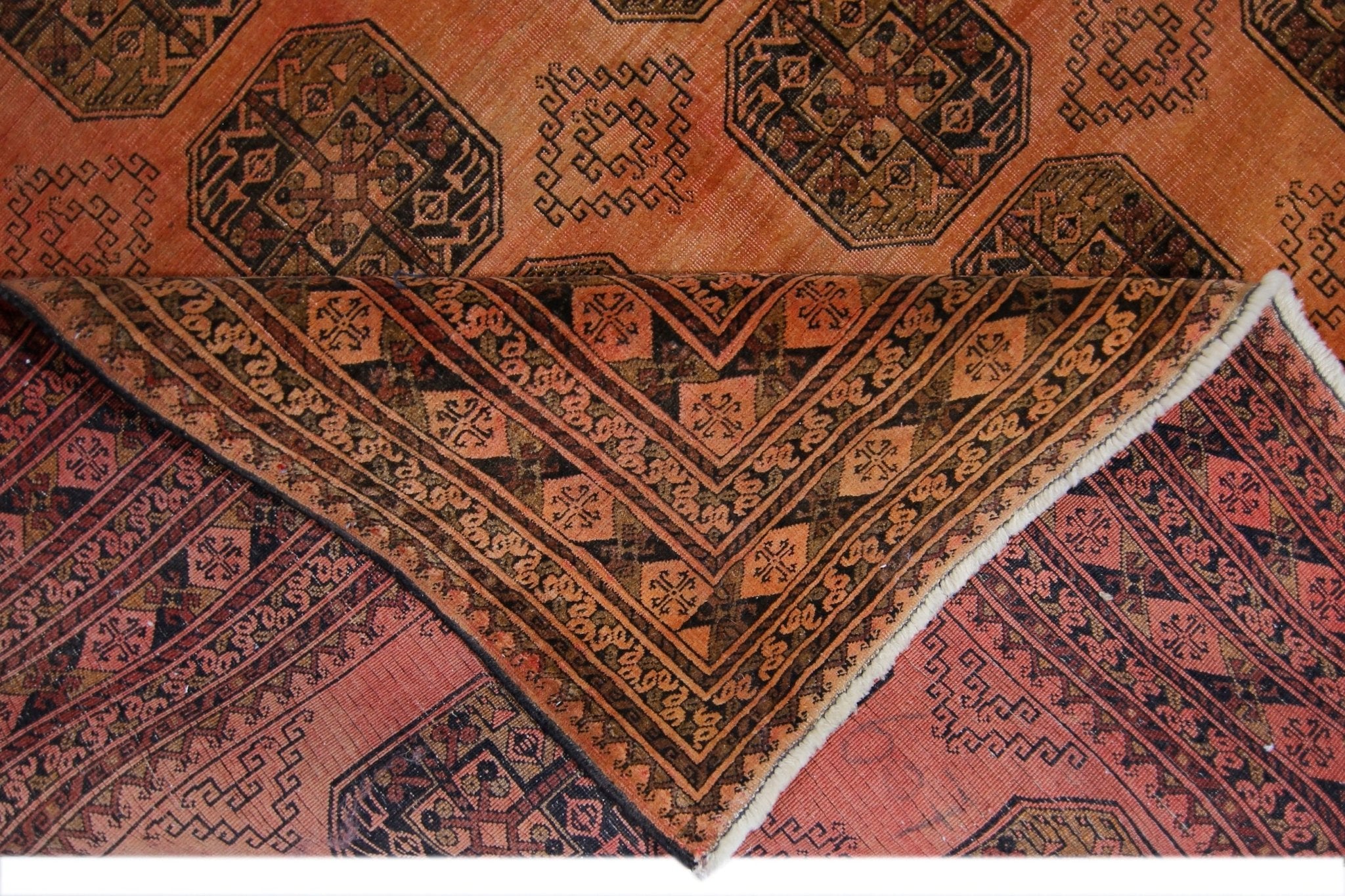 Handmade Vintage Afghan Turkmen Rug | 285 x 204 cm | 9'4" x 6'8" - Najaf Rugs & Textile