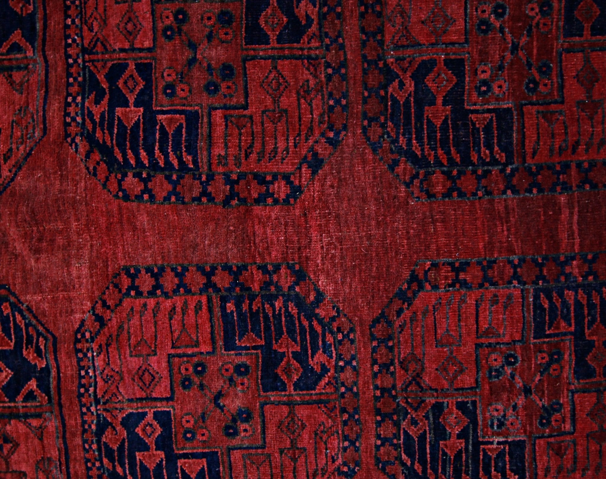 Handmade Vintage Afghan Turkmen Rug | 285 x 233 cm | 9'4" x 7'8" - Najaf Rugs & Textile