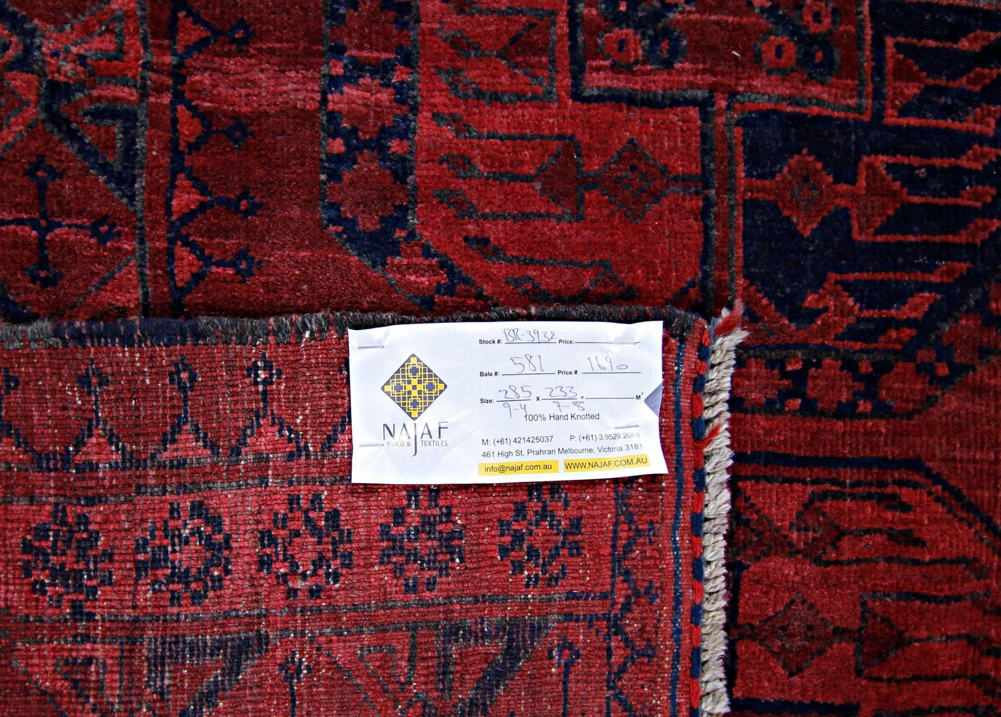 Handmade Vintage Afghan Turkmen Rug | 285 x 233 cm | 9'4" x 7'8" - Najaf Rugs & Textile