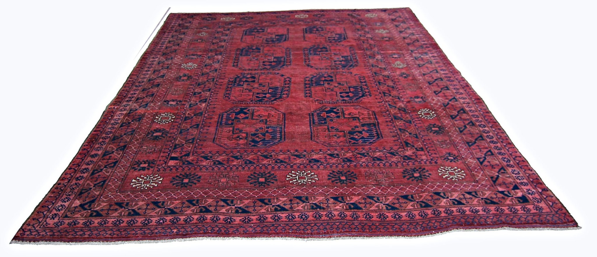 Handmade Vintage Afghan Turkmen Rug | 285 x 233 cm | 9'4" x 7'8" - Najaf Rugs & Textile