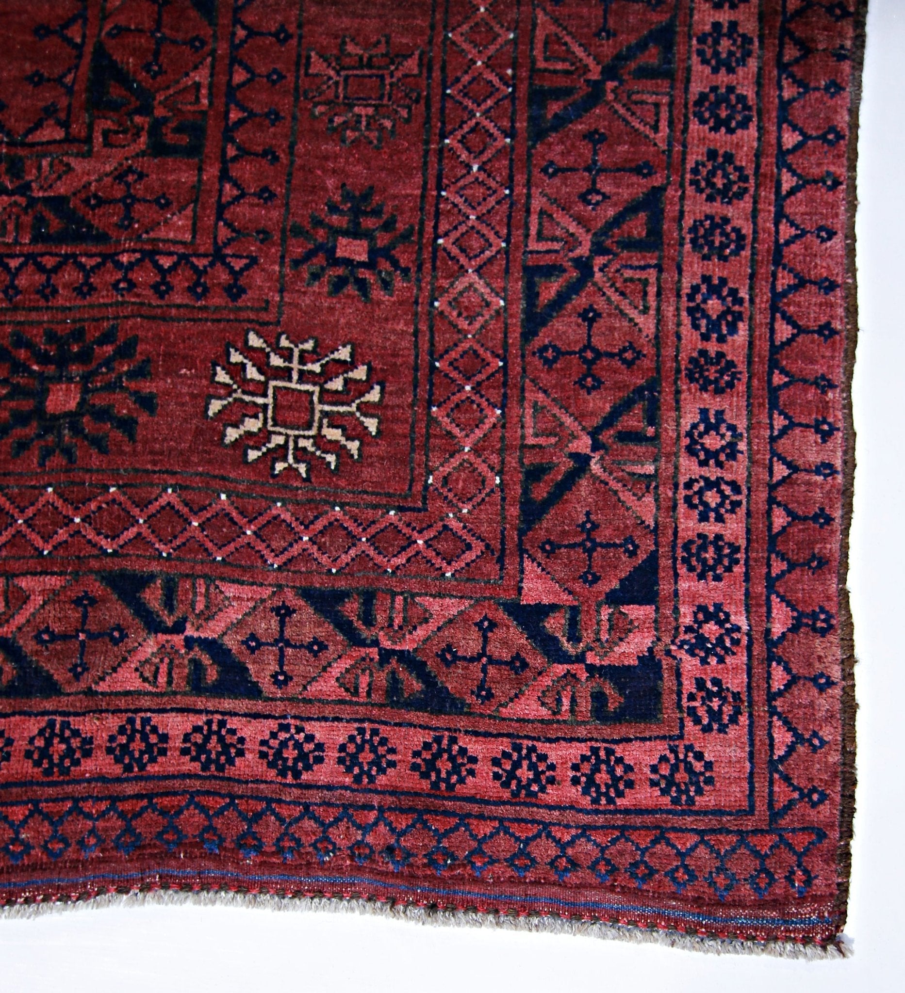 Handmade Vintage Afghan Turkmen Rug | 285 x 233 cm | 9'4" x 7'8" - Najaf Rugs & Textile