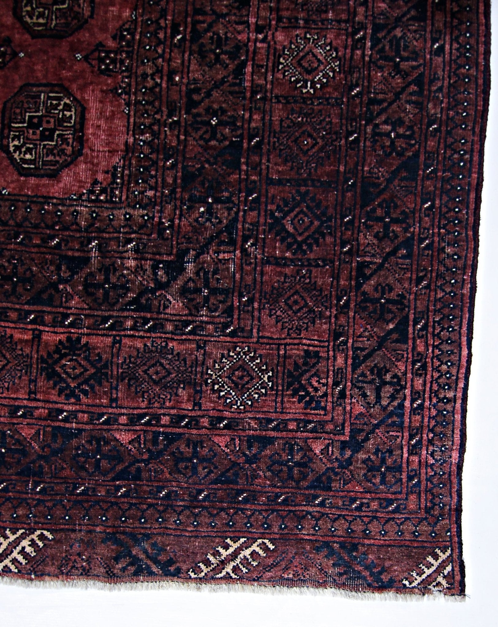 Handmade Vintage Afghan Turkmen Rug | 299 x 218 cm | 9'10" x 7'2" - Najaf Rugs & Textile