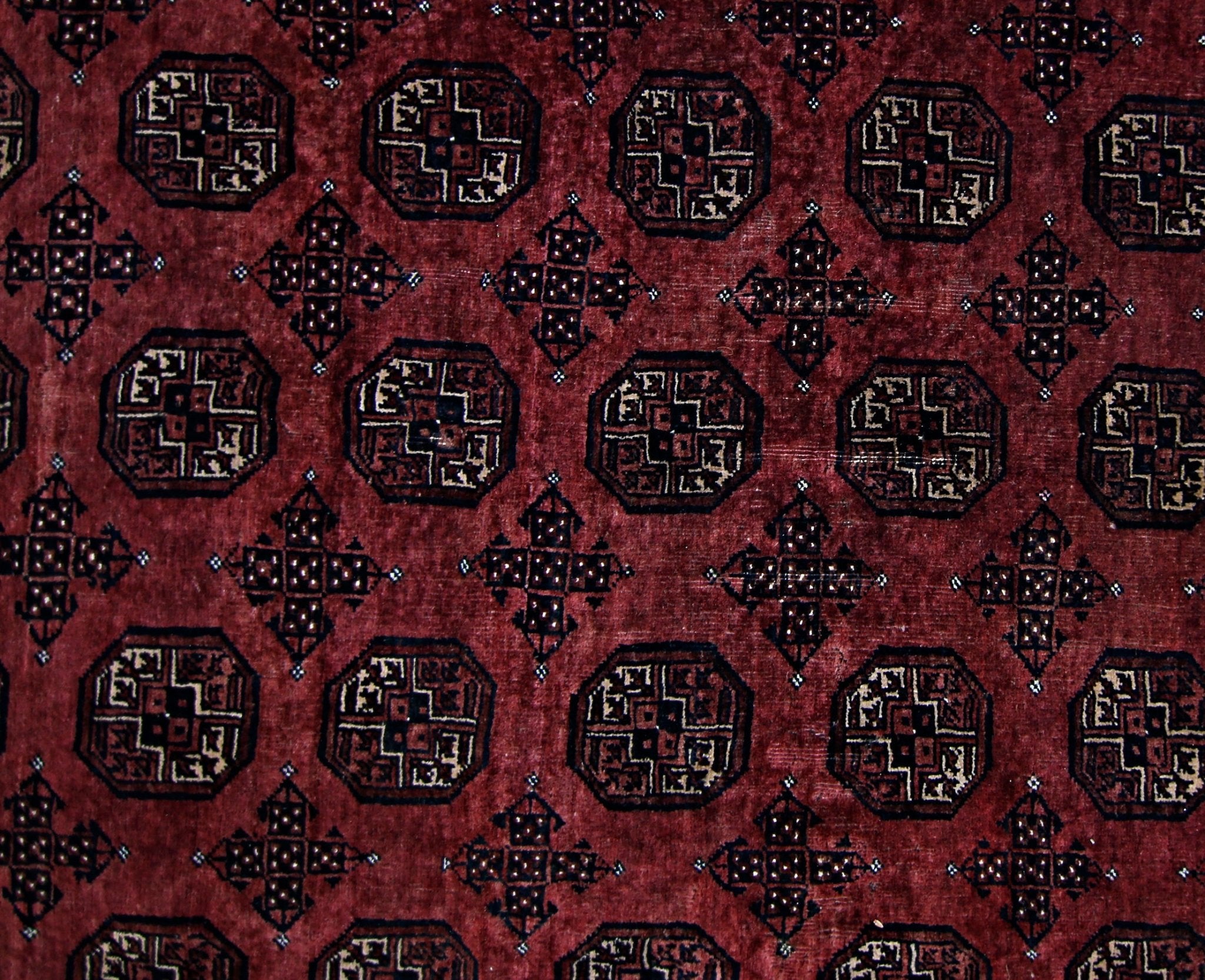 Handmade Vintage Afghan Turkmen Rug | 299 x 218 cm | 9'10" x 7'2" - Najaf Rugs & Textile