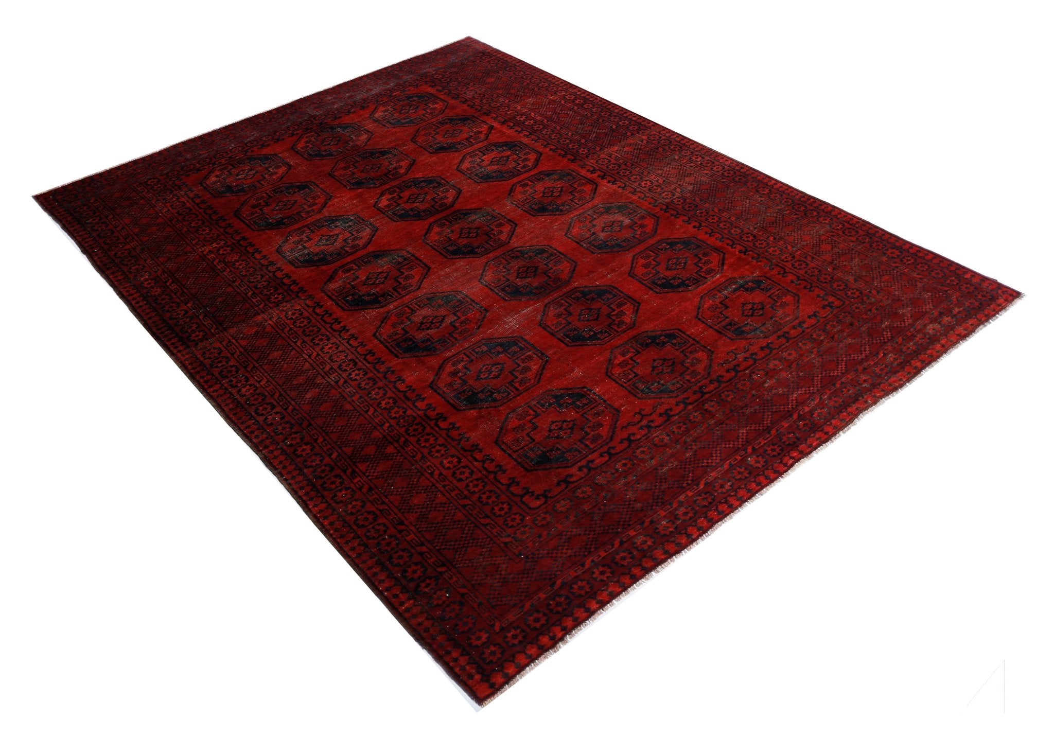 Handmade Vintage Afghan Turkmen Rug | 299 x 234 cm | 9'10" x 7'8" - Najaf Rugs & Textile