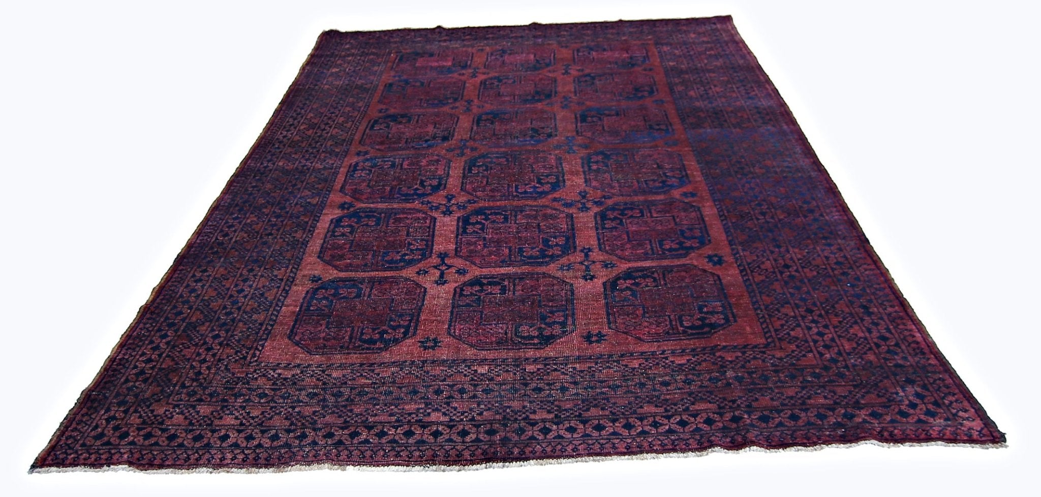 Handmade Vintage Afghan Turkmen Rug | 301 x 212 cm | 9'10" x 6'11" - Najaf Rugs & Textile