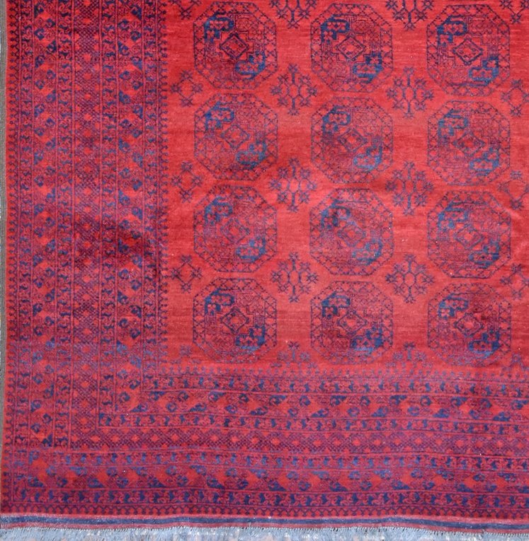 Handmade Vintage Afghan Turkmen Rug | 302 x 200 cm | 9’9” x 6’5” - Najaf Rugs & Textile