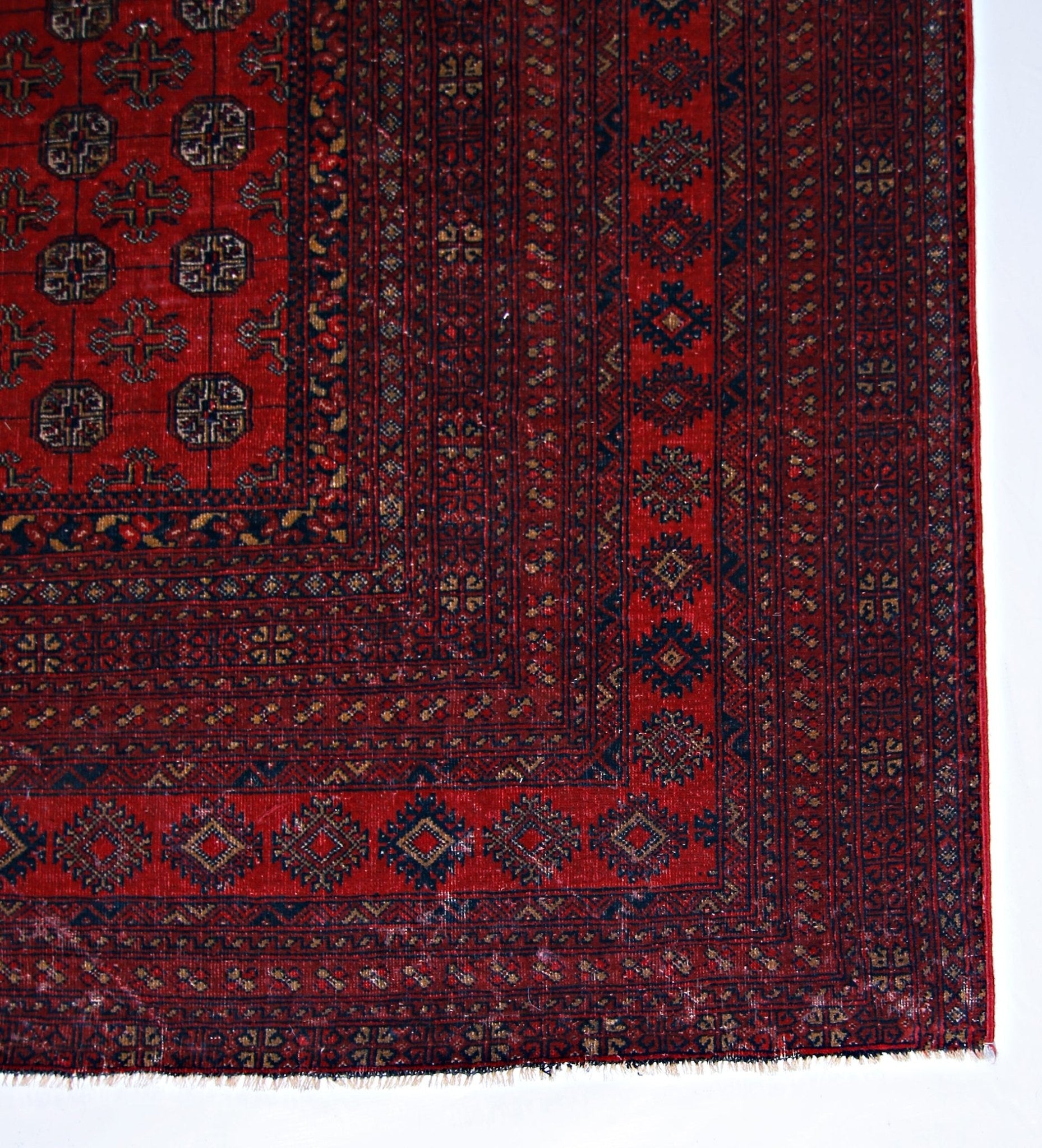 Handmade Vintage Afghan Turkmen Rug | 321 x 241 cm | 10'6" x 7'11" - Najaf Rugs & Textile