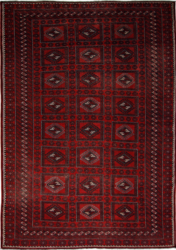 Handmade Vintage Afghan Turkmen Rug | 323 x 233 cm | 10'7" x 7'8" - Najaf Rugs & Textile