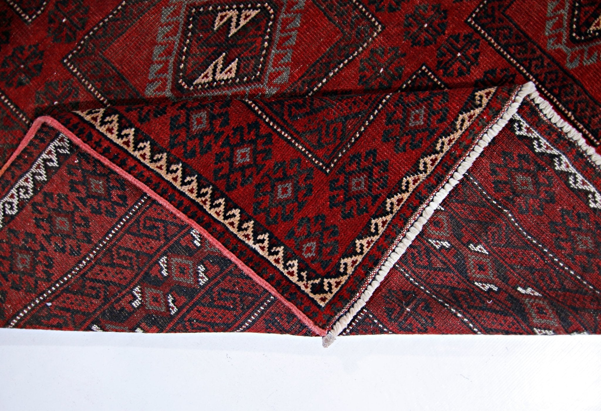 Handmade Vintage Afghan Turkmen Rug | 323 x 233 cm | 10'7" x 7'8" - Najaf Rugs & Textile