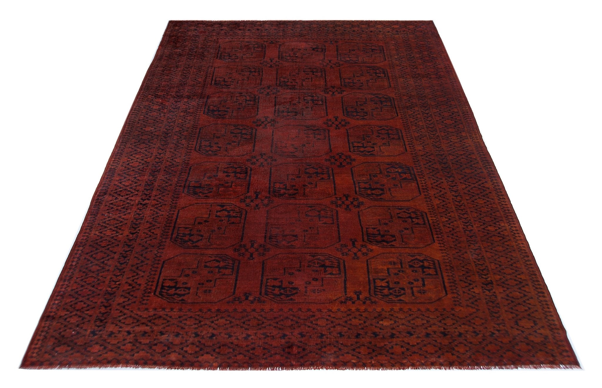 Handmade Vintage Afghan Turkmen Rug | 334 x 234 cm | 10'11" x 7'8" - Najaf Rugs & Textile