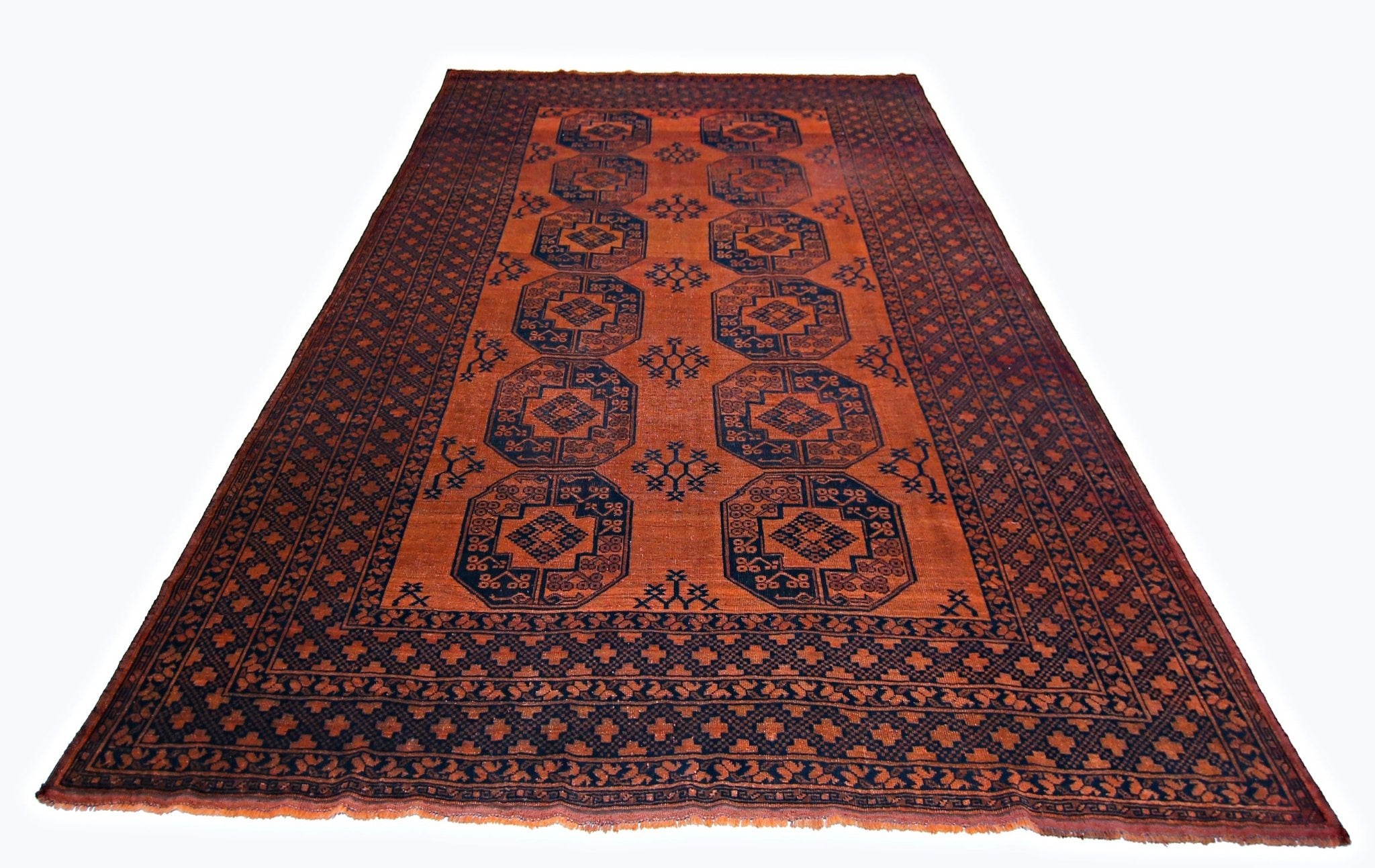 Handmade Vintage Afghan Turkmen Rug | 344 x 361 cm | 11'3" x 8'7" - Najaf Rugs & Textile