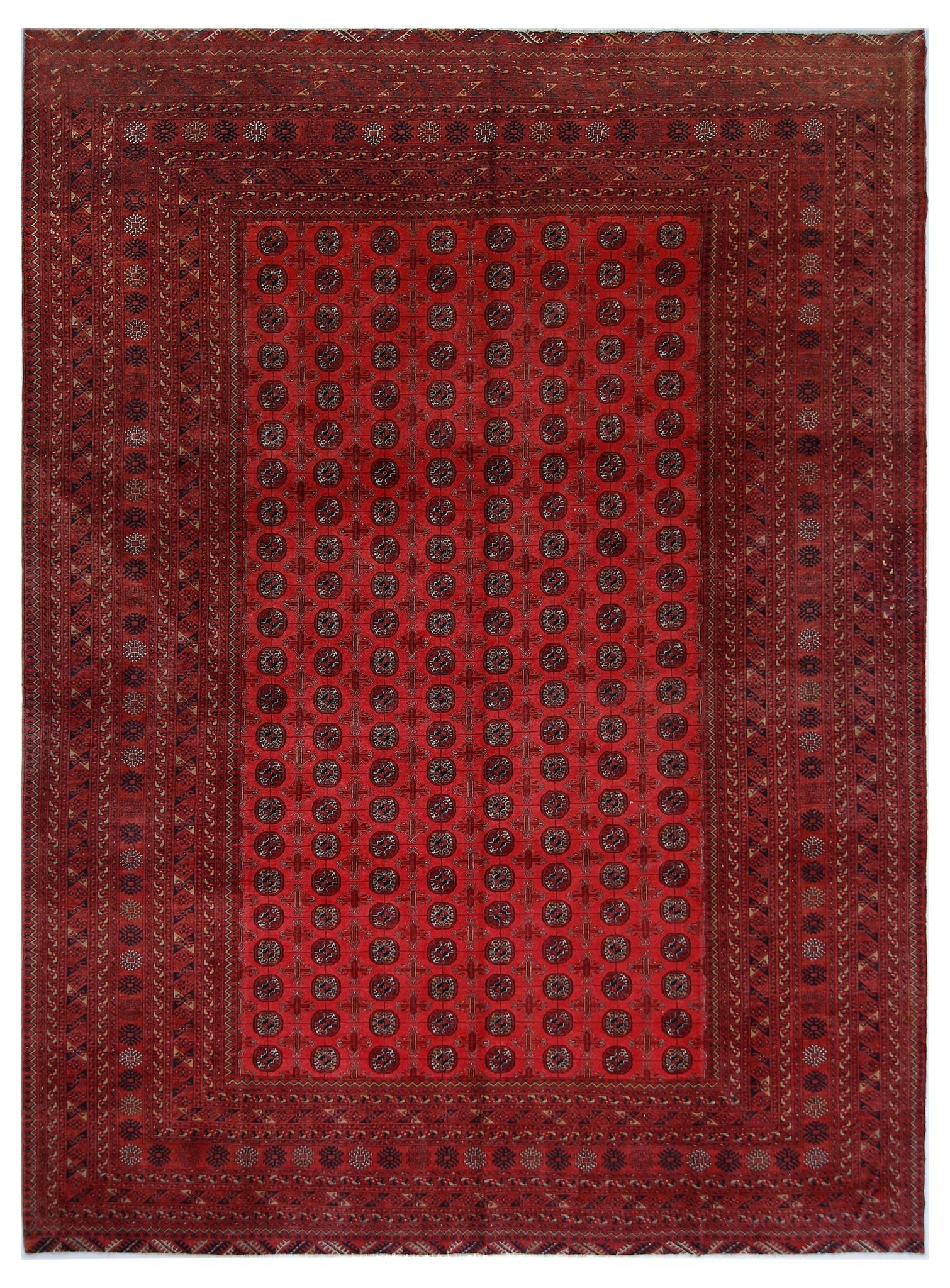 Handmade Vintage Afghan Turkmen Rug | 345 x 251 cm | 11'4" x 8'3" - Najaf Rugs & Textile