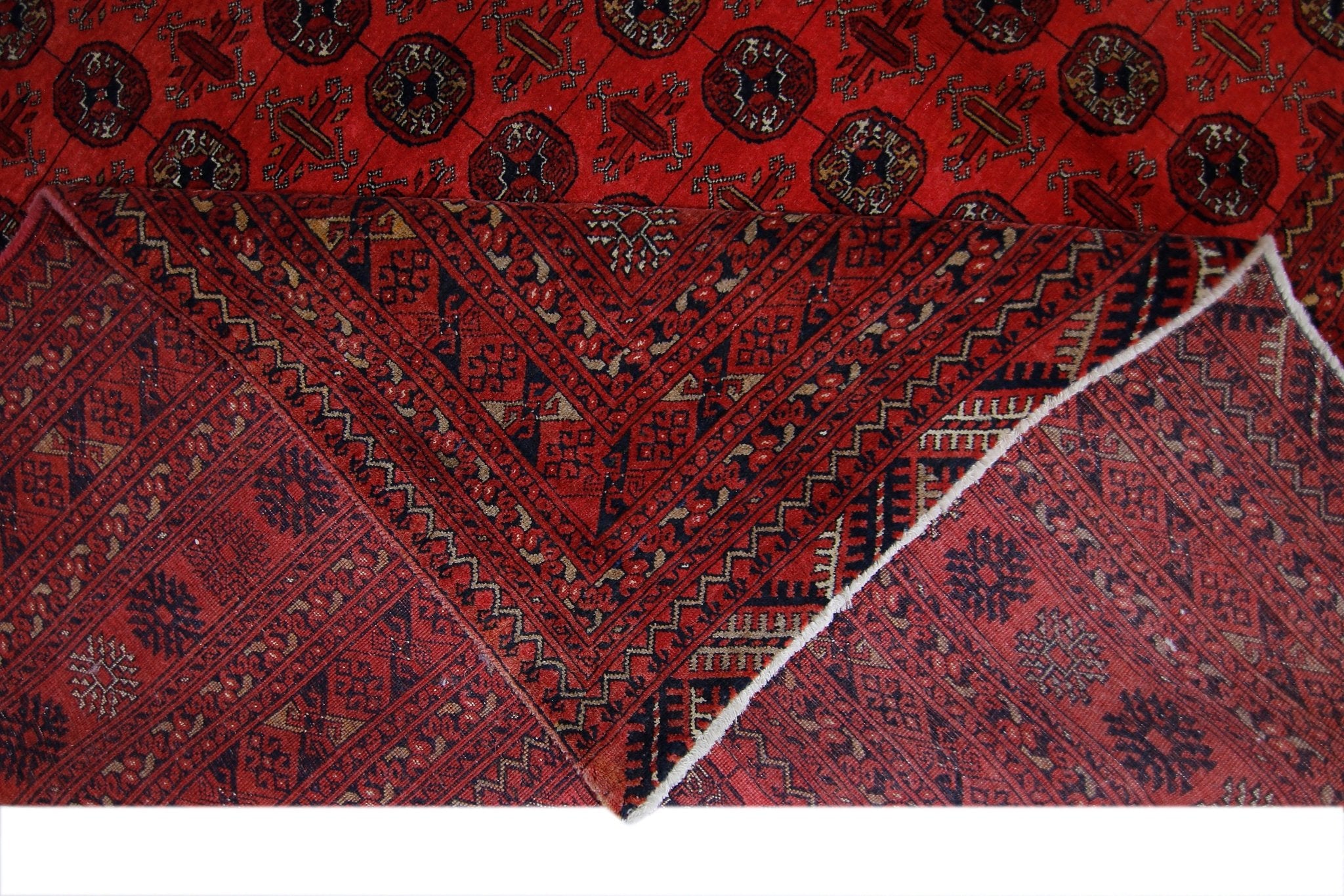 Handmade Vintage Afghan Turkmen Rug | 345 x 251 cm | 11'4" x 8'3" - Najaf Rugs & Textile