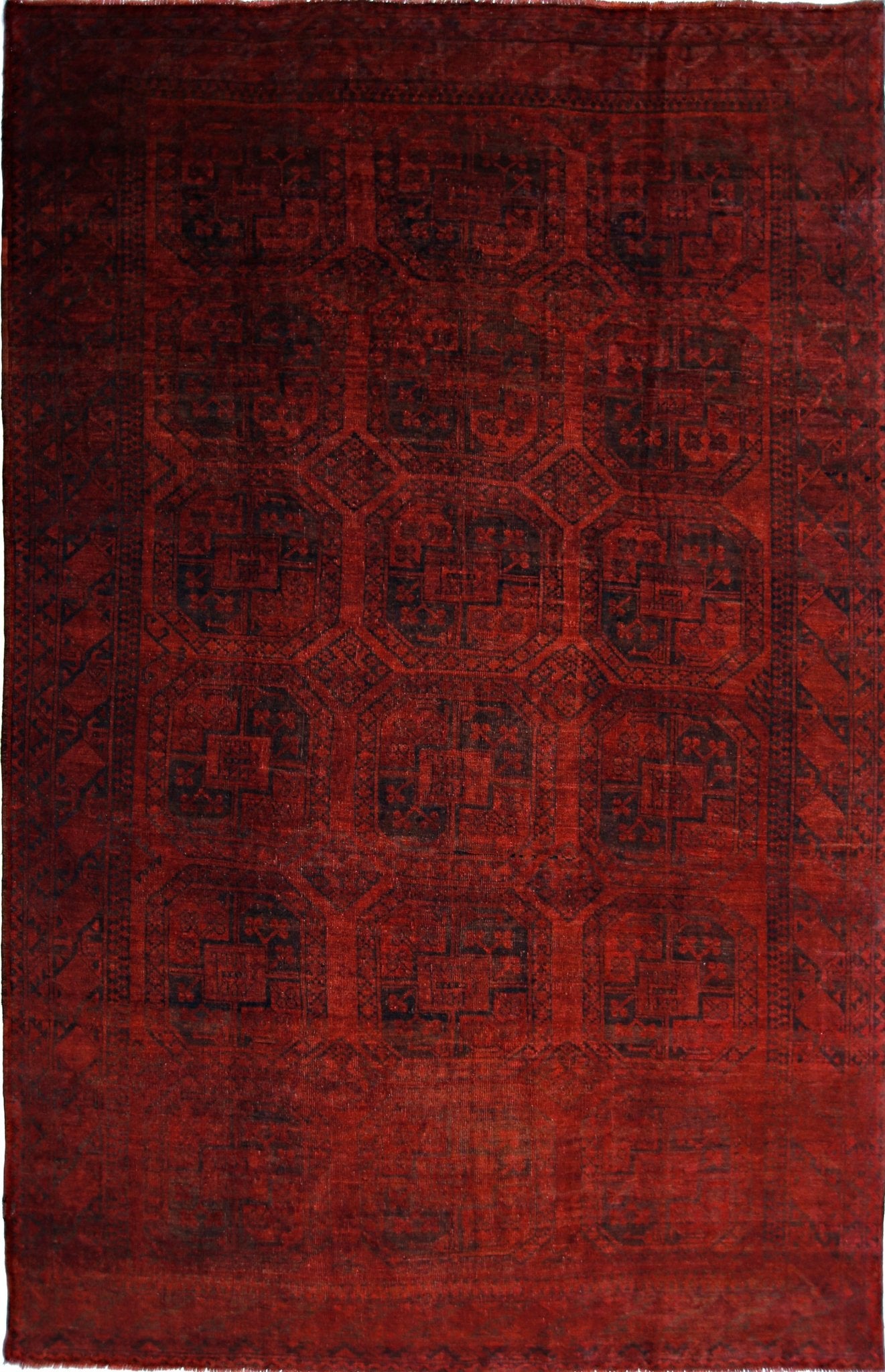 Handmade Vintage Afghan Turkmen Rug | 352 x 236 cm | 11'6" x 7'9" - Najaf Rugs & Textile