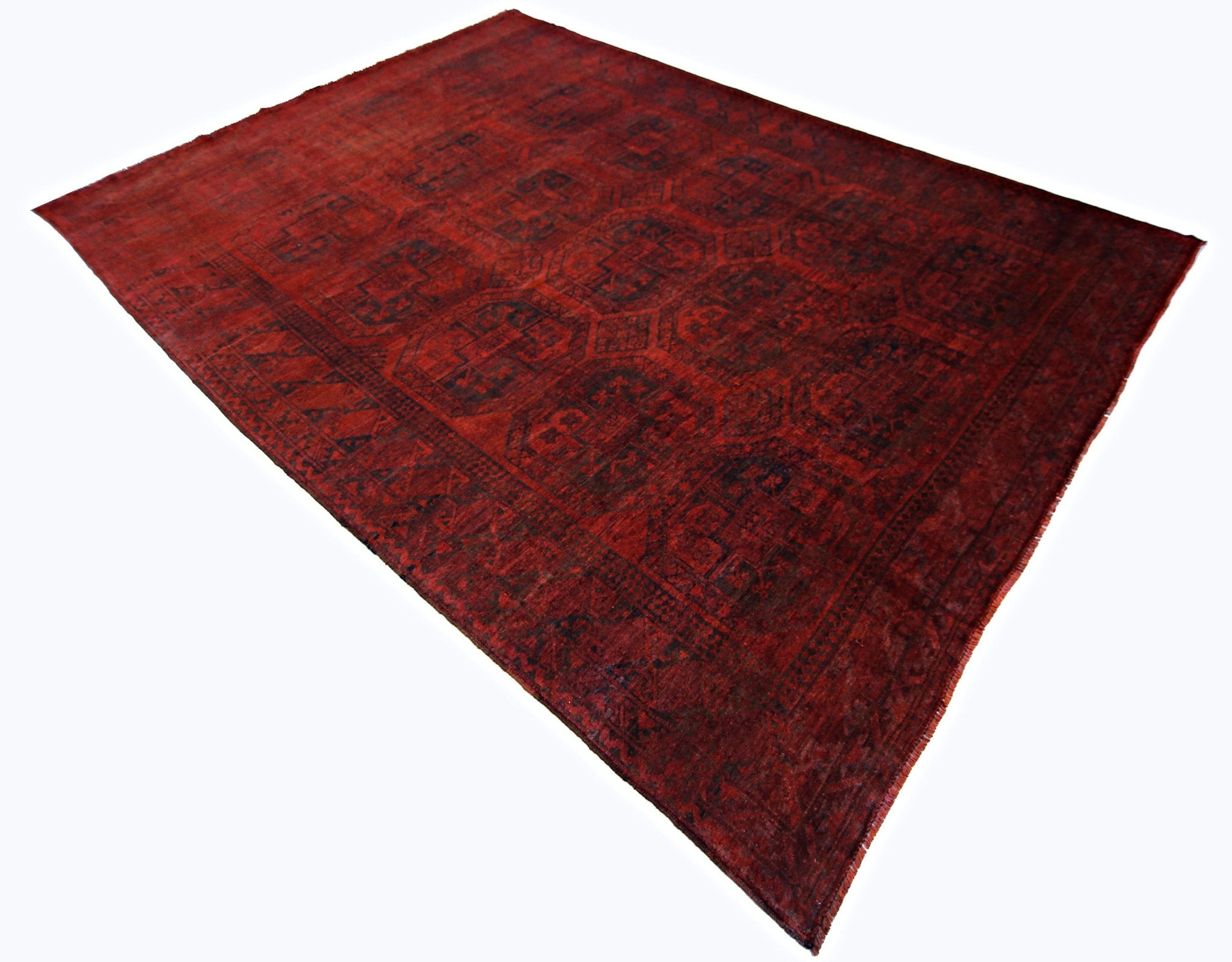 Handmade Vintage Afghan Turkmen Rug | 352 x 236 cm | 11'6" x 7'9" - Najaf Rugs & Textile