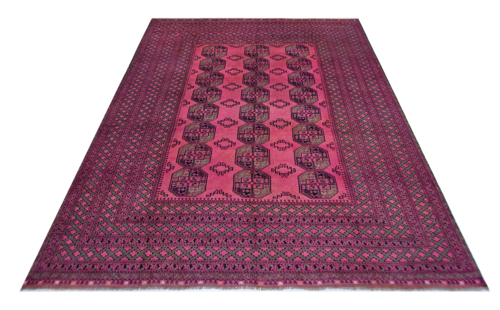Handmade Vintage Afghan Turkmen Rug | 392 x 306 cm | 12'10" x 10'1" - Najaf Rugs & Textile