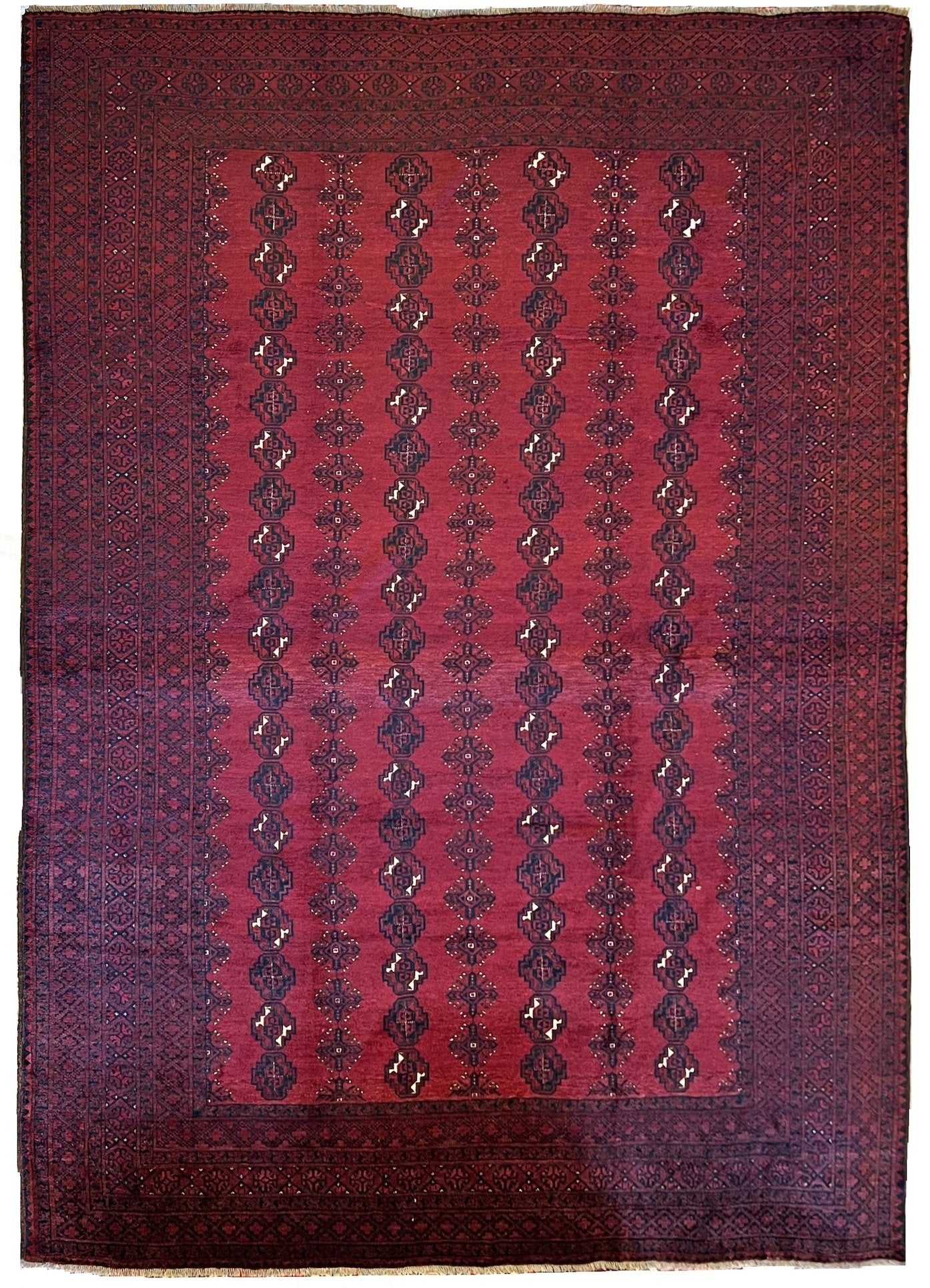 Handmade Vintage Afghan Turkmen Rug | 412 x 319 cm | 13'5" x 10'4" - Najaf Rugs & Textile