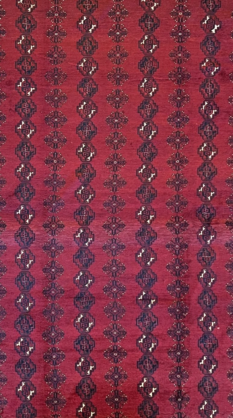 Handmade Vintage Afghan Turkmen Rug | 412 x 319 cm | 13'5" x 10'4" - Najaf Rugs & Textile