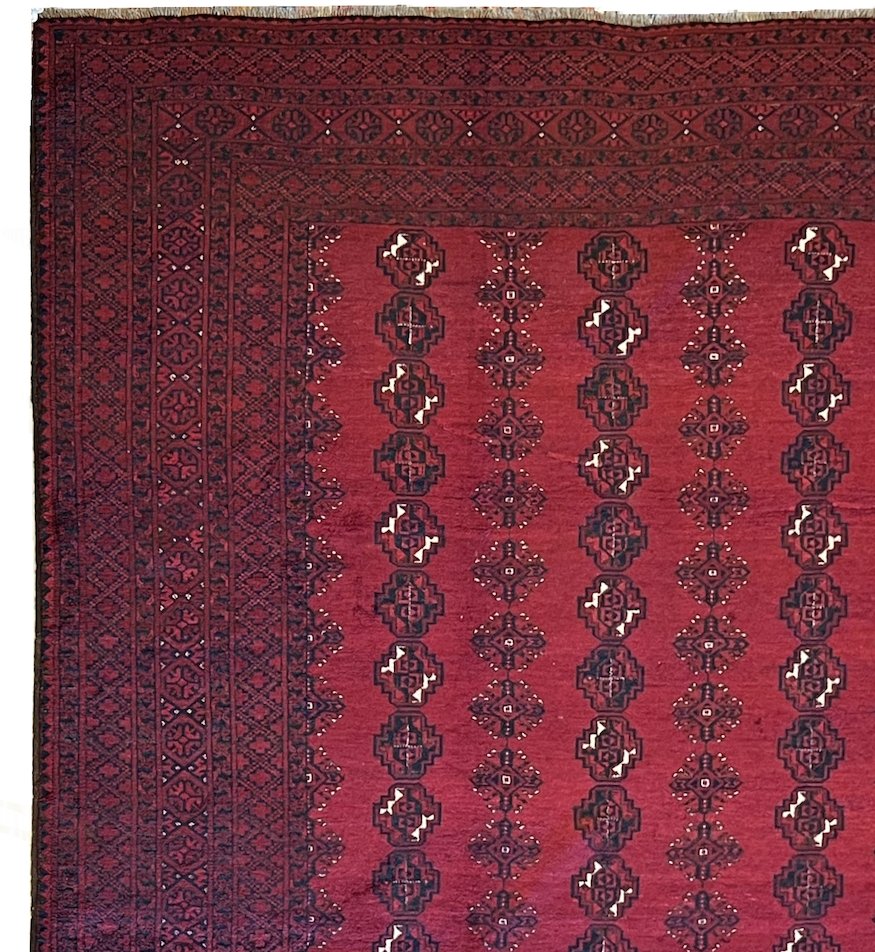 Handmade Vintage Afghan Turkmen Rug | 412 x 319 cm | 13'5" x 10'4" - Najaf Rugs & Textile