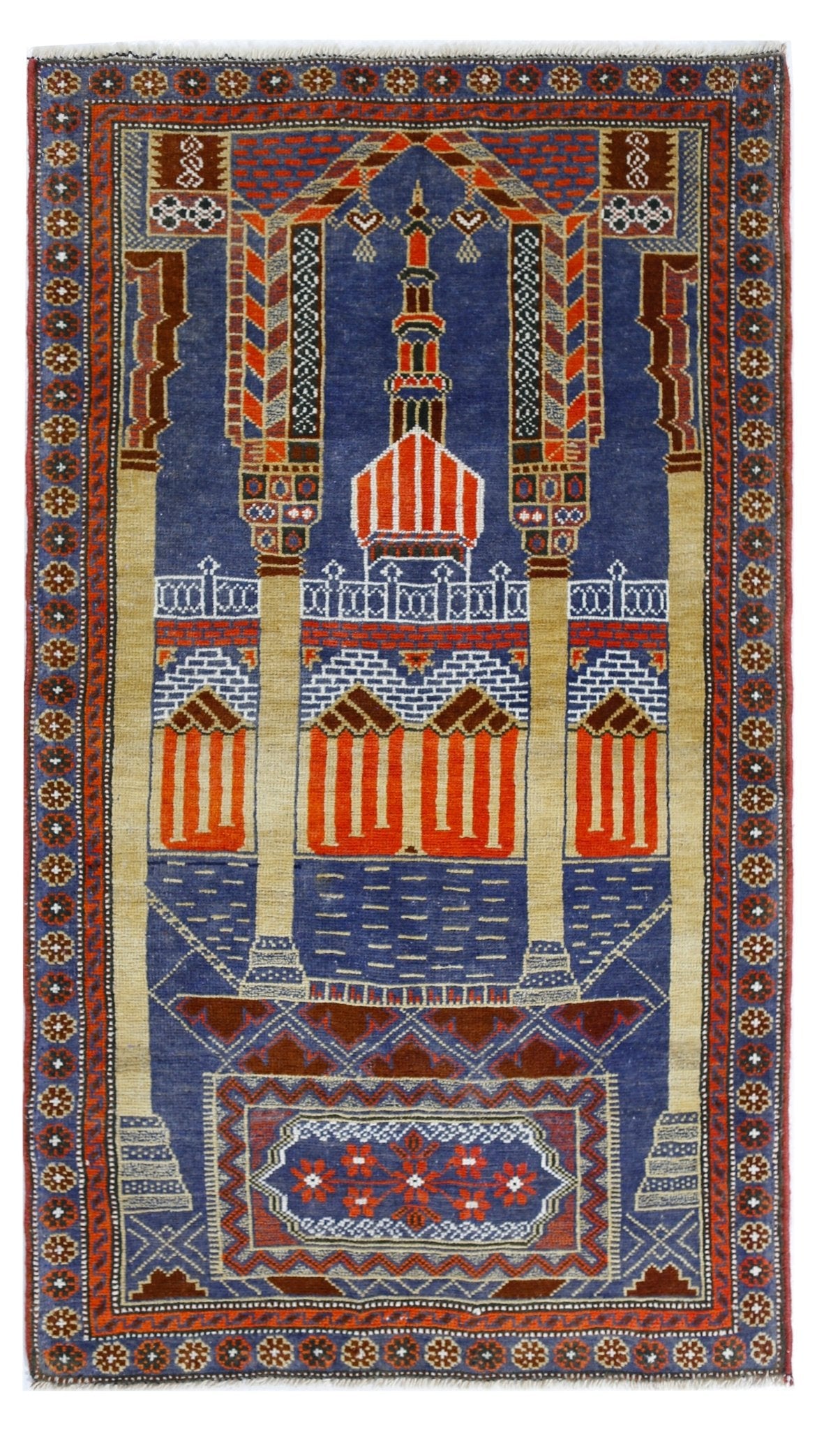 Handmade Vintage Balouch Prayer Rug | 136 x 79 cm | 4'6" x 2'7" - Najaf Rugs & Textile