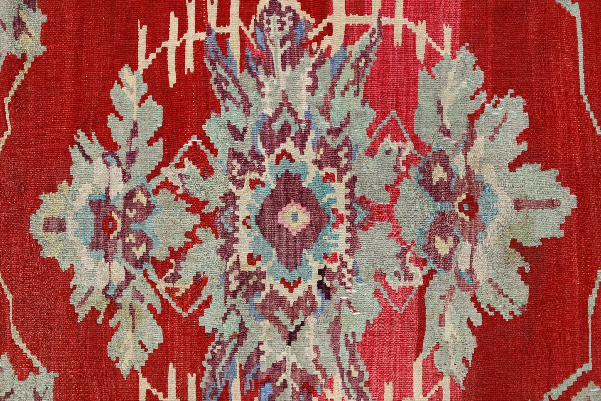 Handmade Vintage Caucasian Karabagh Kilim | 286 x 219 cm | 9'5" x 7'2" - Najaf Rugs & Textile