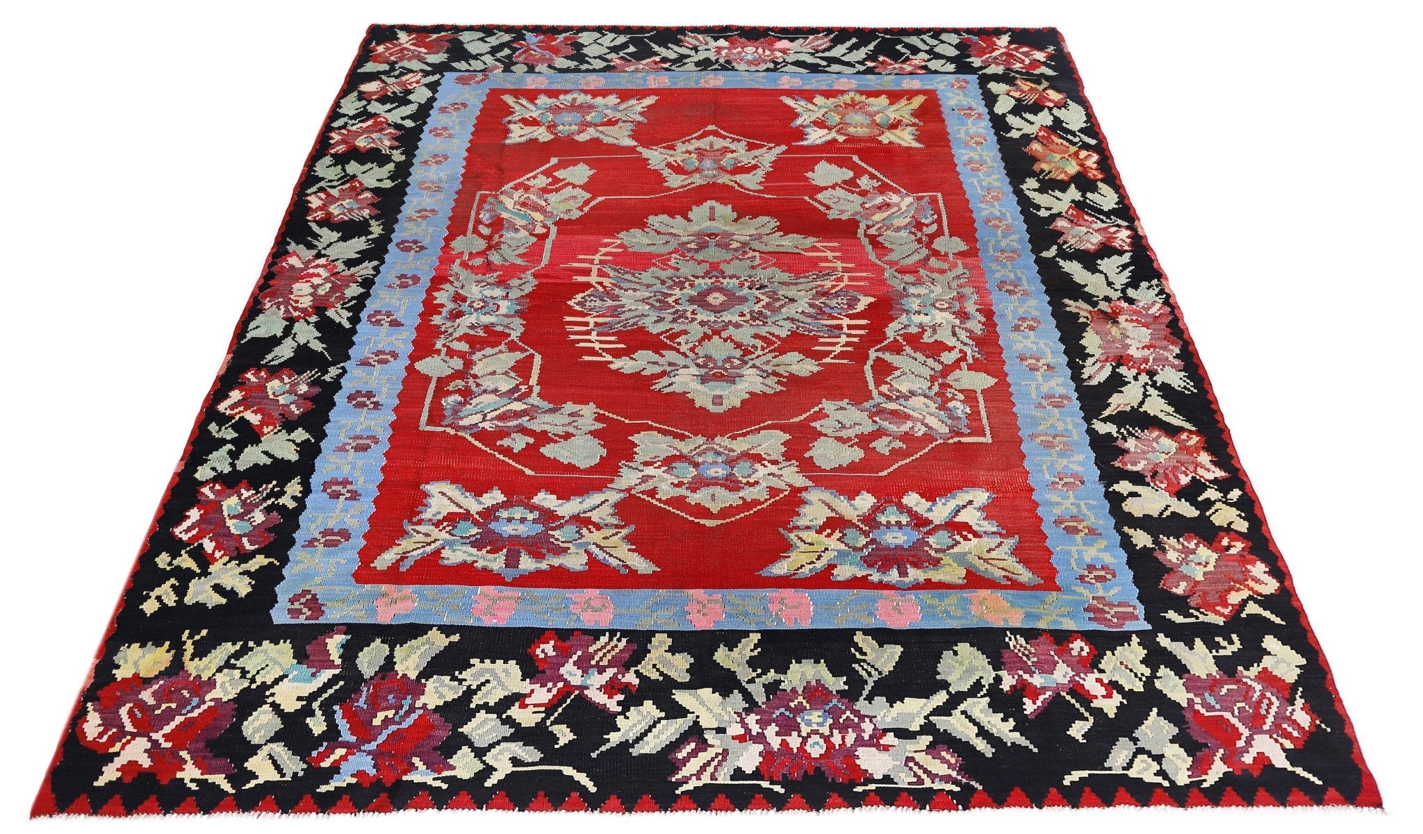 Handmade Vintage Caucasian Karabagh Kilim | 286 x 219 cm | 9'5" x 7'2" - Najaf Rugs & Textile
