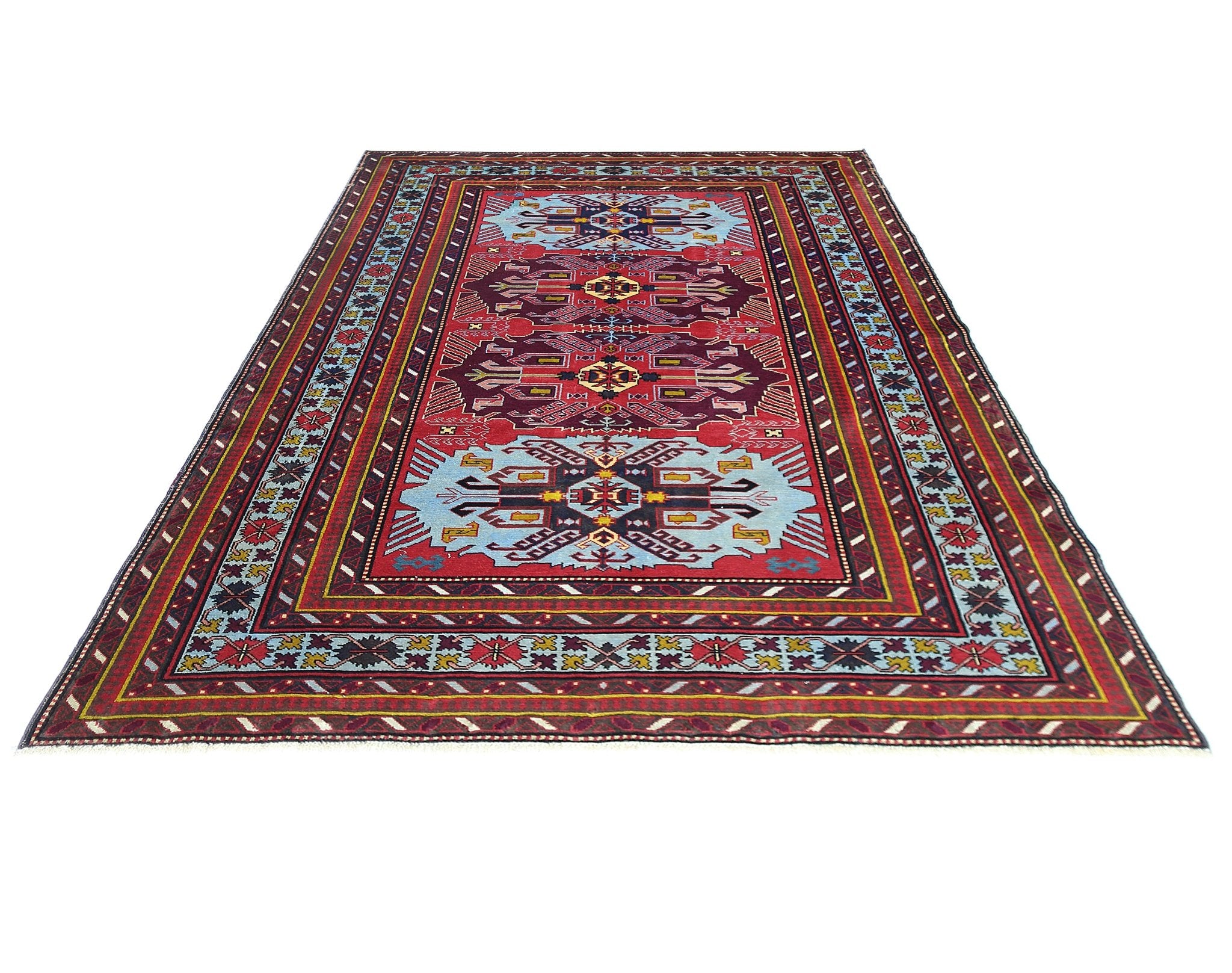 Handmade Vintage Caucasian Kazakh Rug | 172 x 132 cm | 5'8" x 4'4" - Najaf Rugs & Textile