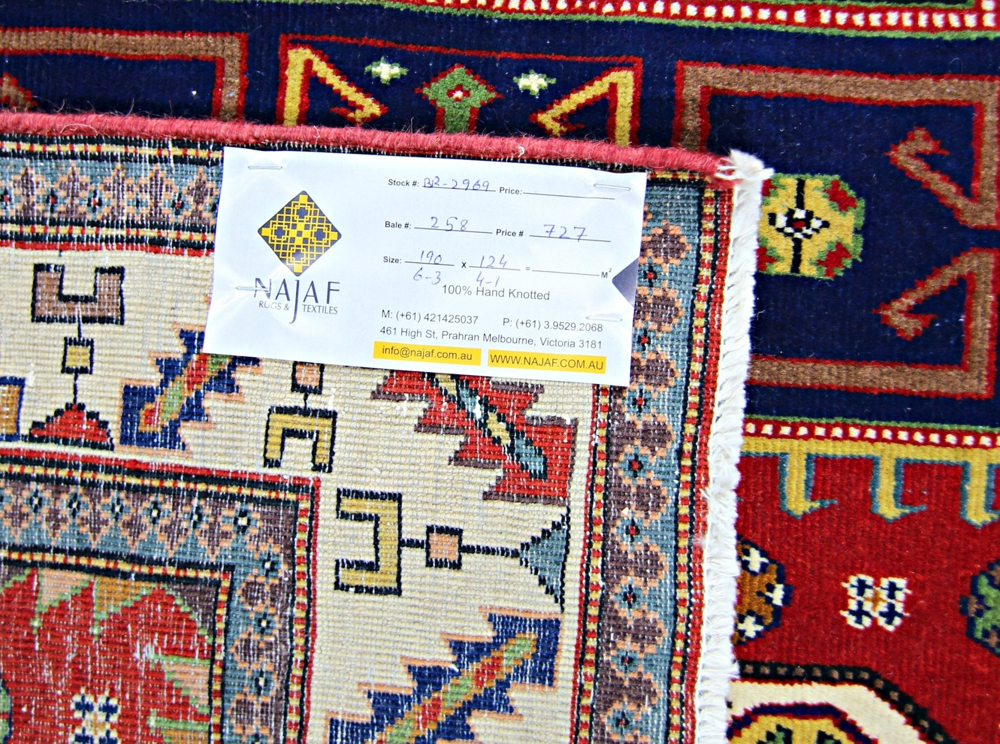 Handmade Vintage Caucasian Kazakh Rug | 190 x 124 cm | 6'3" x 4'1" - Najaf Rugs & Textile