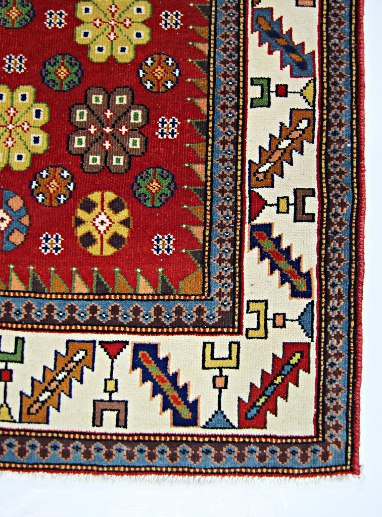 Handmade Vintage Caucasian Kazakh Rug | 190 x 124 cm | 6'3" x 4'1" - Najaf Rugs & Textile