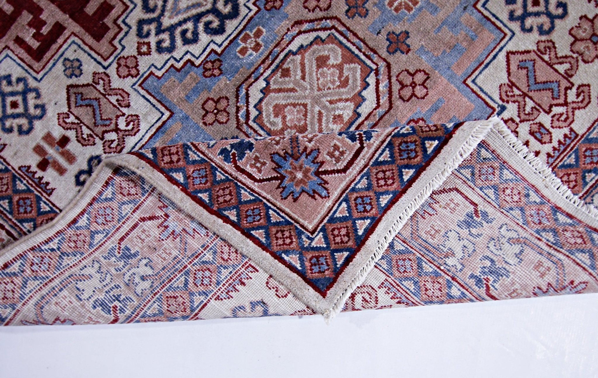 Handmade Vintage Caucasian Kazakh Rug | 193 x 115 cm | 6'4" x 3'9" - Najaf Rugs & Textile