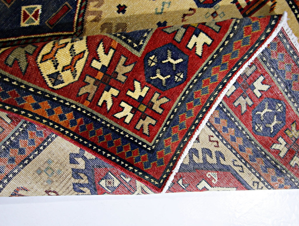 Handmade Vintage Caucasian Kazakh Rug | 222 x 146 cm | 7'4" x 4'9" - Najaf Rugs & Textile