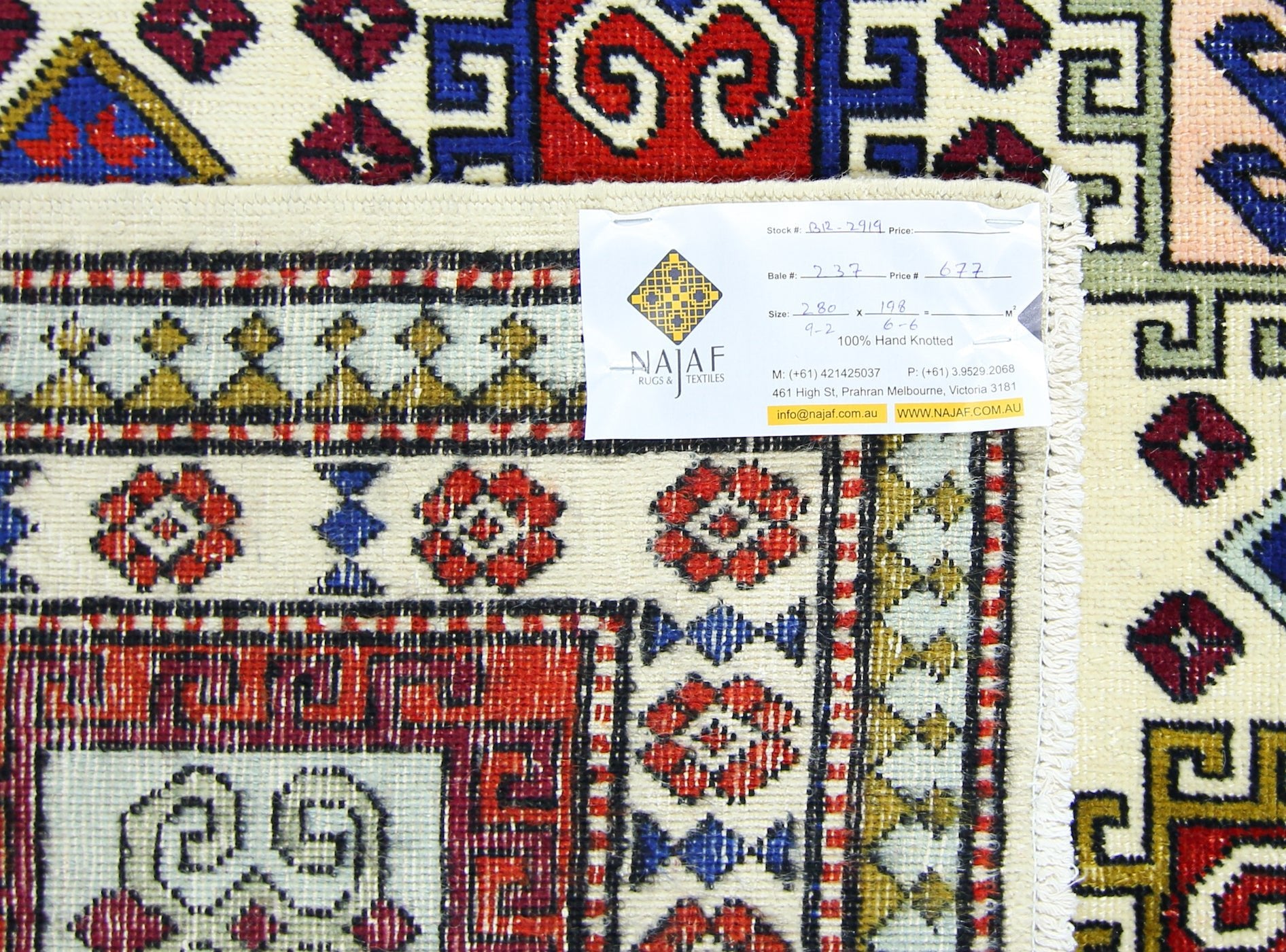 Handmade Vintage Caucasian Kazakh Rug | 280 x 198 cm | 9'2" x 6'6" - Najaf Rugs & Textile