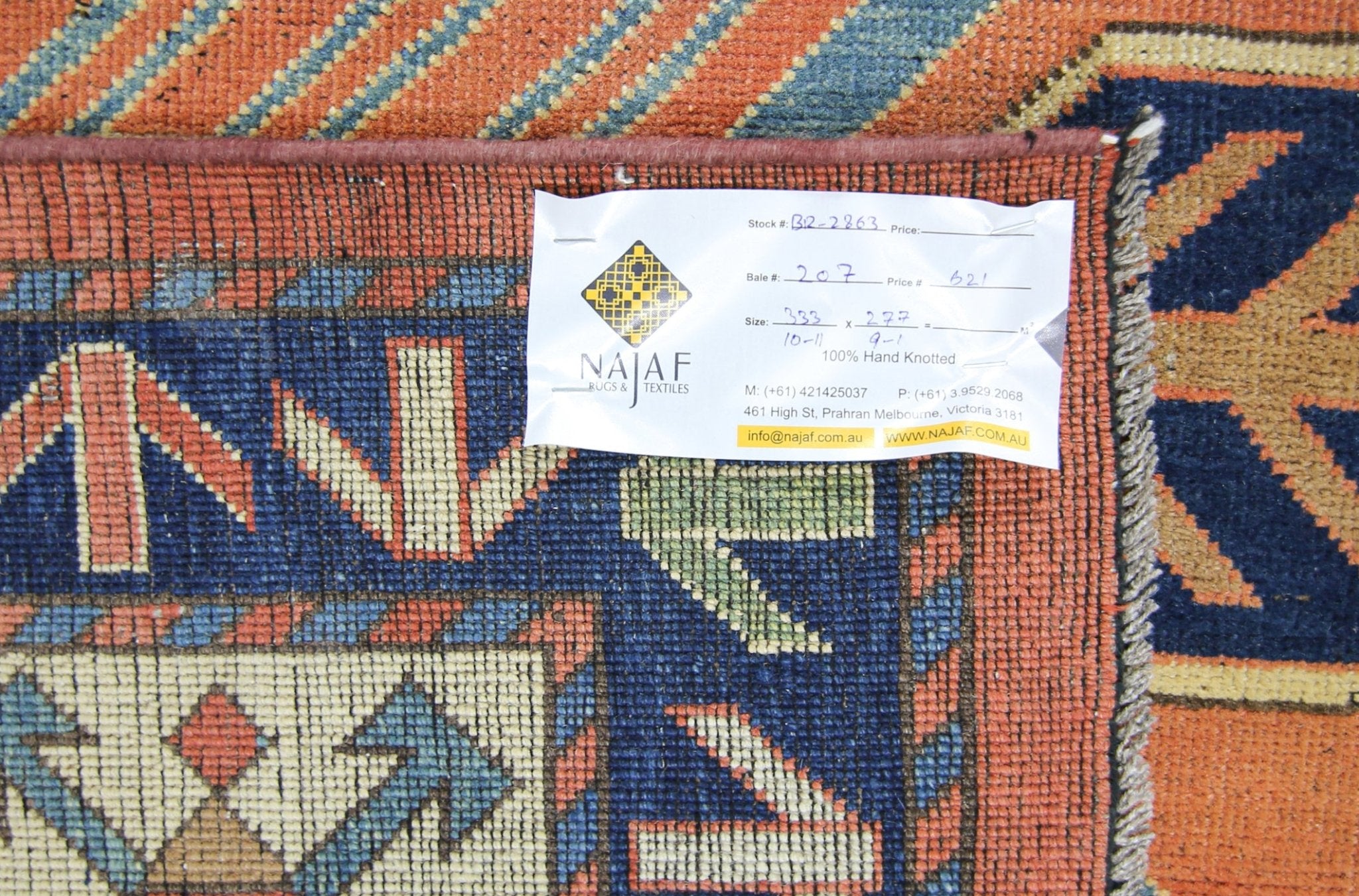 Handmade Vintage Caucasian Kazakh Rug | 333 x 277 cm | 10'11" x 9'1" - Najaf Rugs & Textile