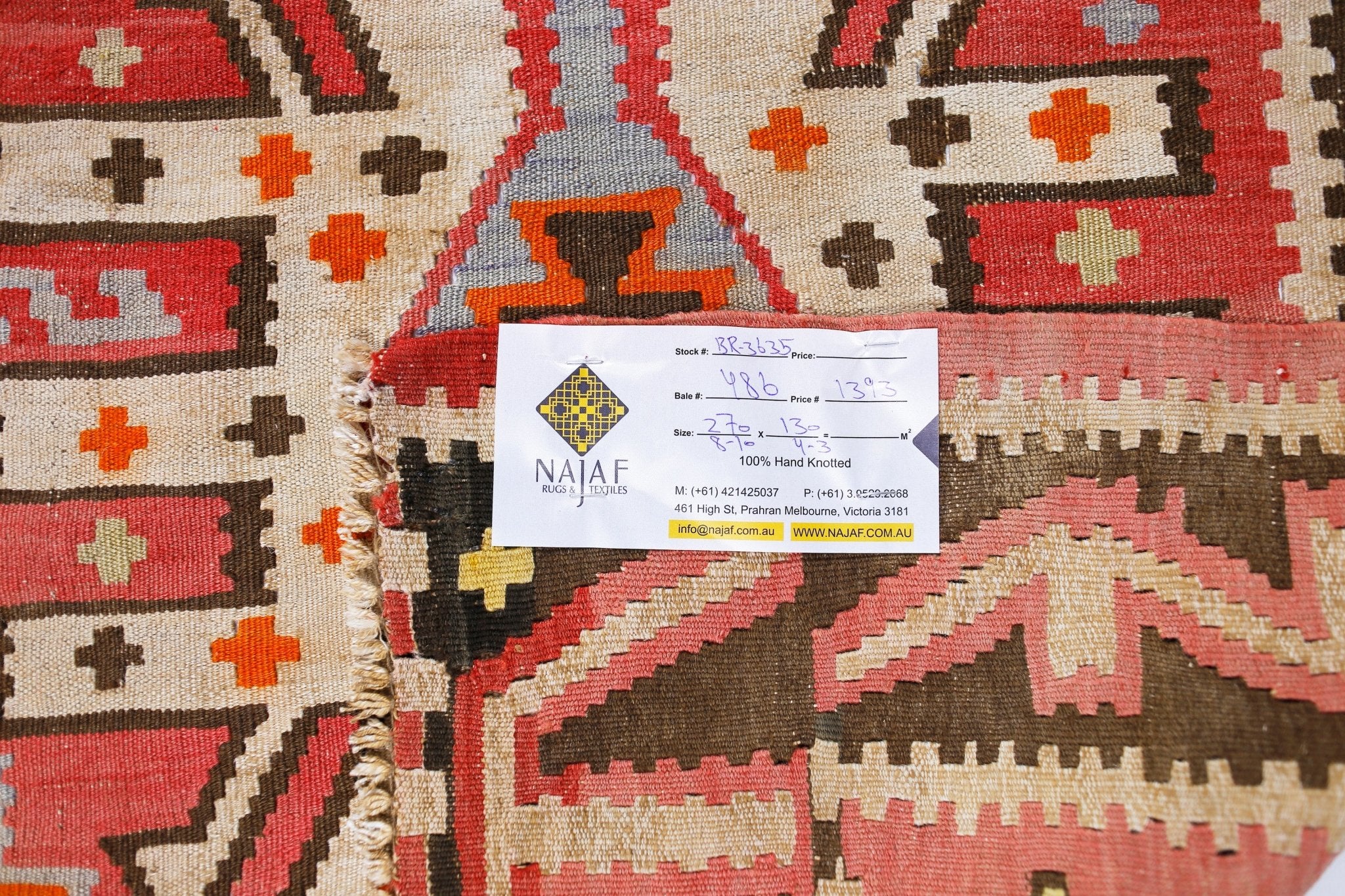 Handmade Vintage Caucasian Kilim | 270 x 130 cm | 8'10" x 4'3" - Najaf Rugs & Textile